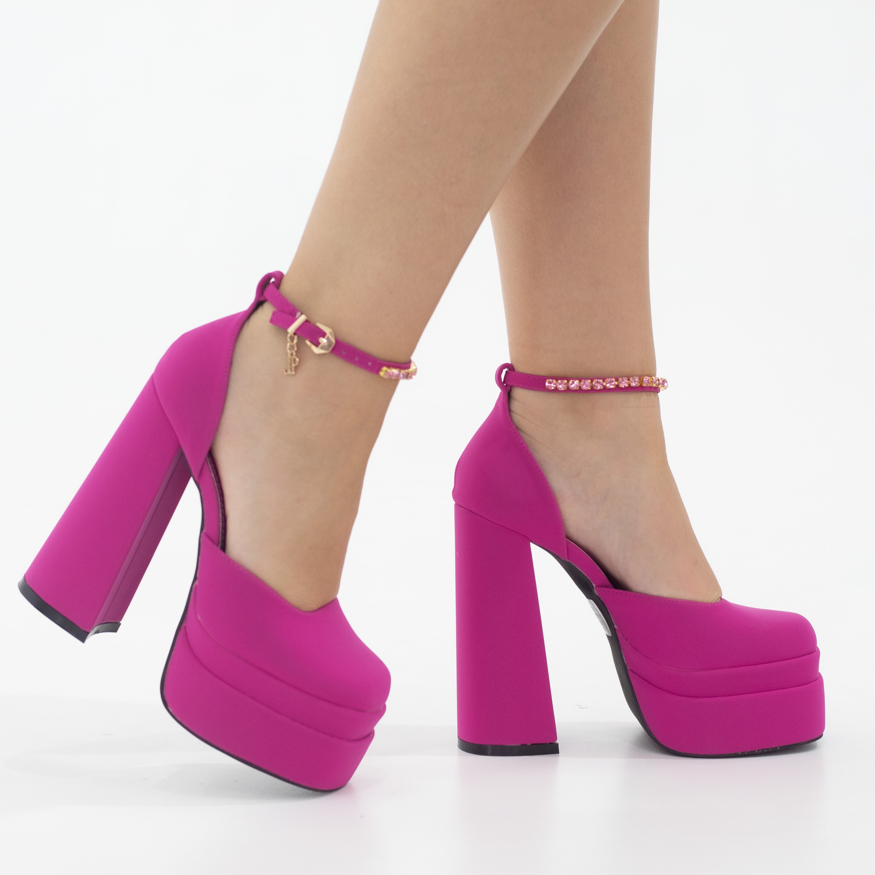 Trixie open waist high 14.5cm heel platform fuchsia