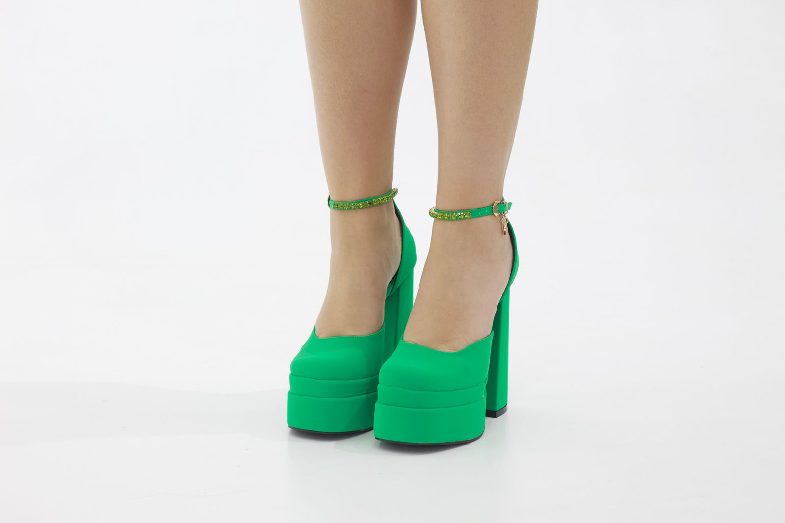 Green open waist high 14.5cm heel platform trixie