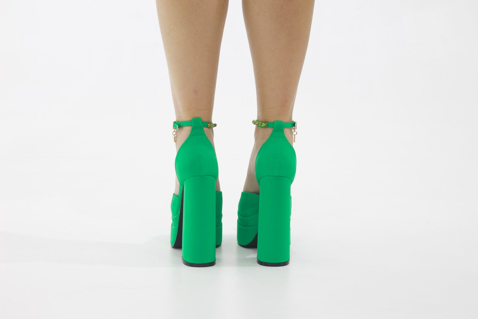 Green open waist high 14.5cm heel platform trixie