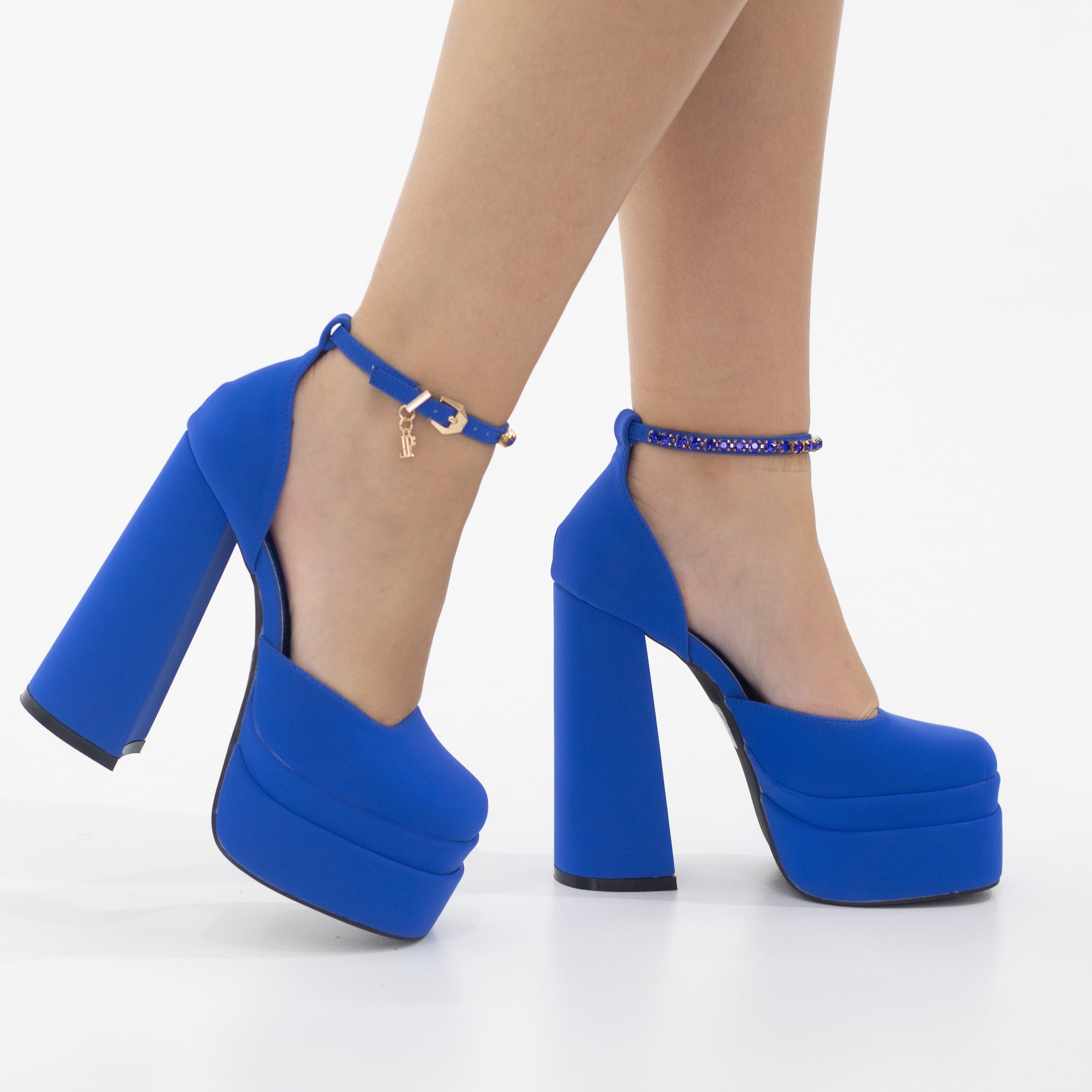 Trixie open waist high 14.5cm heel platform royal blue