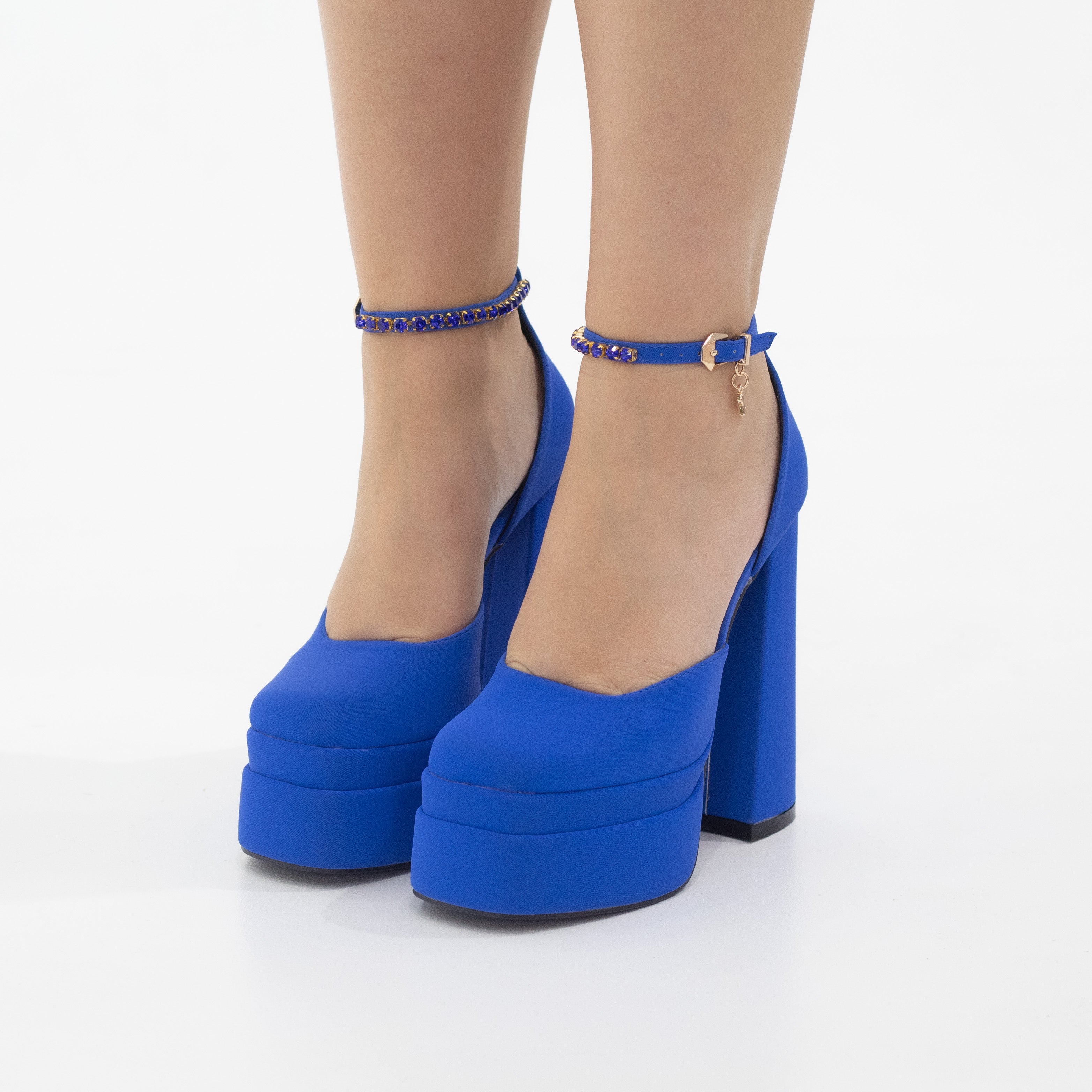 Trixie open waist high 14.5cm heel platform royal blue