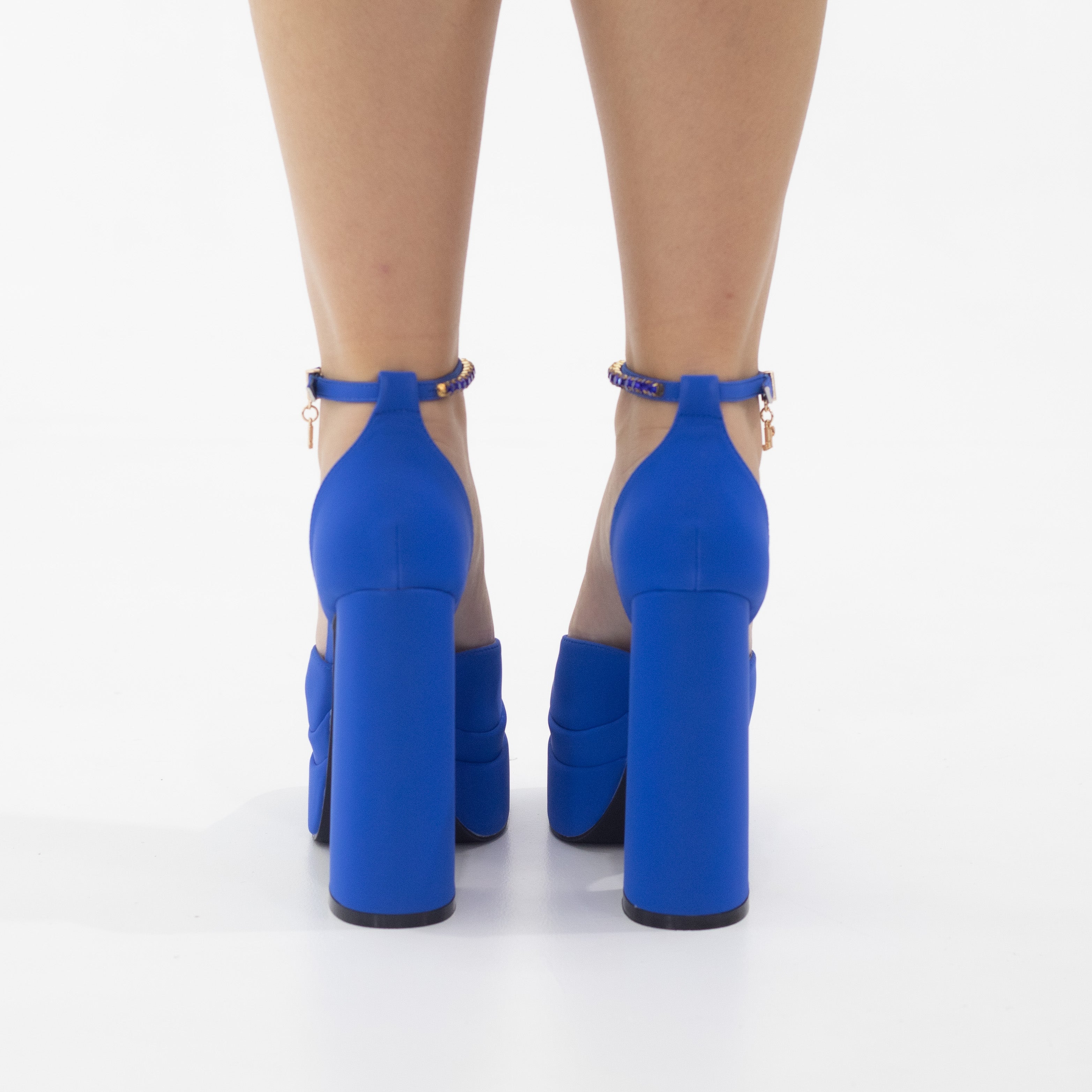 Royal blue open waist high 14.5cm heel platform trixie