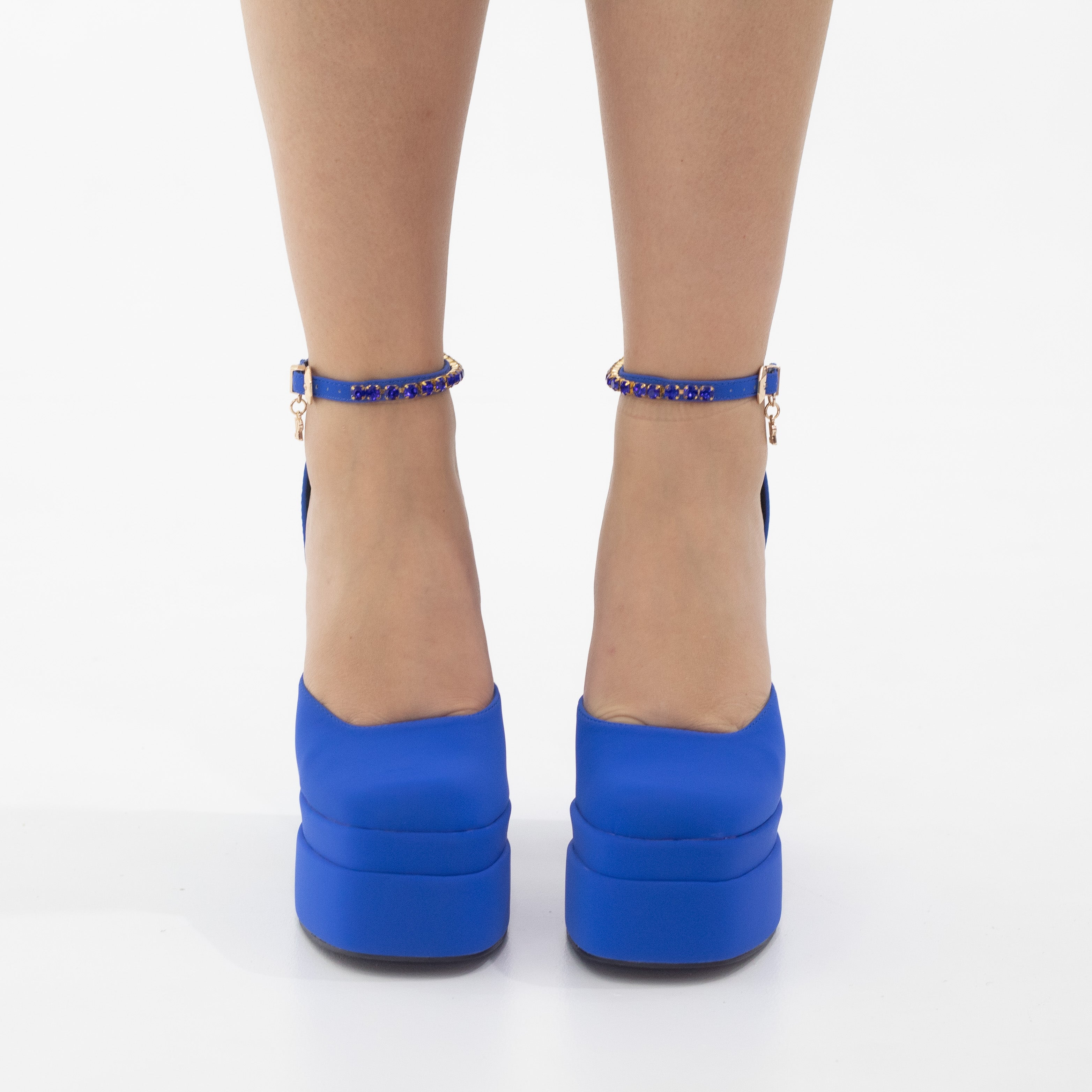 Royal blue open waist high 14.5cm heel platform trixie