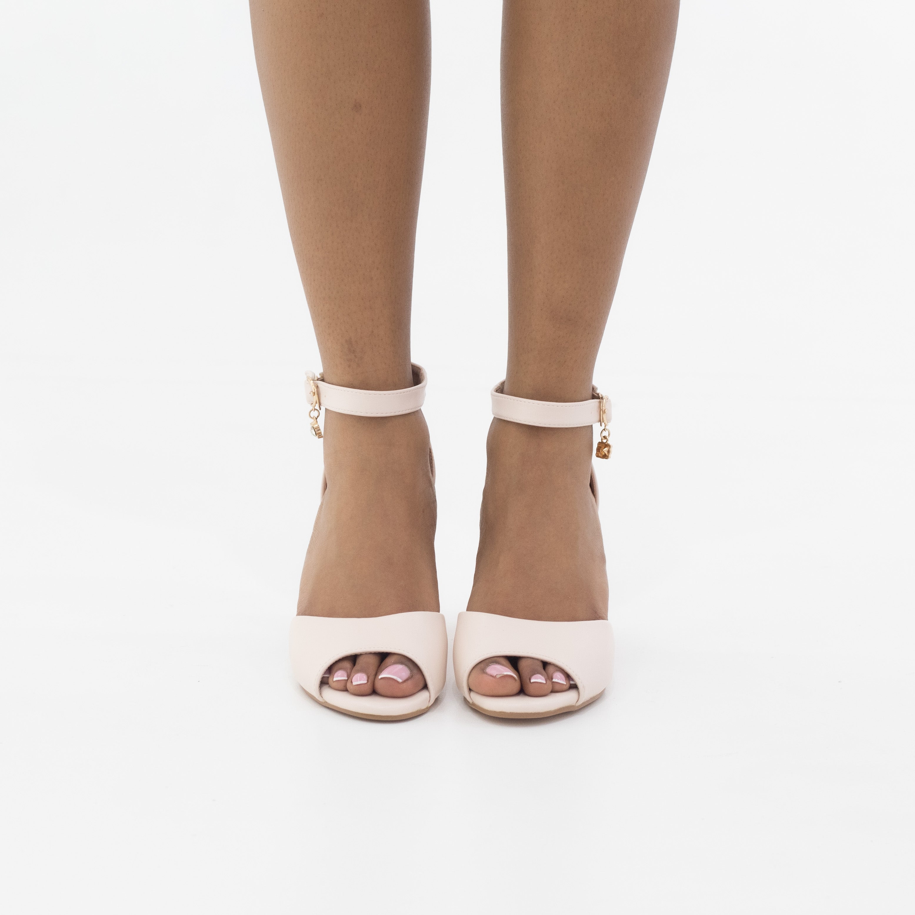 Cream bifriss sandal on block 8cm heel PU cosmic