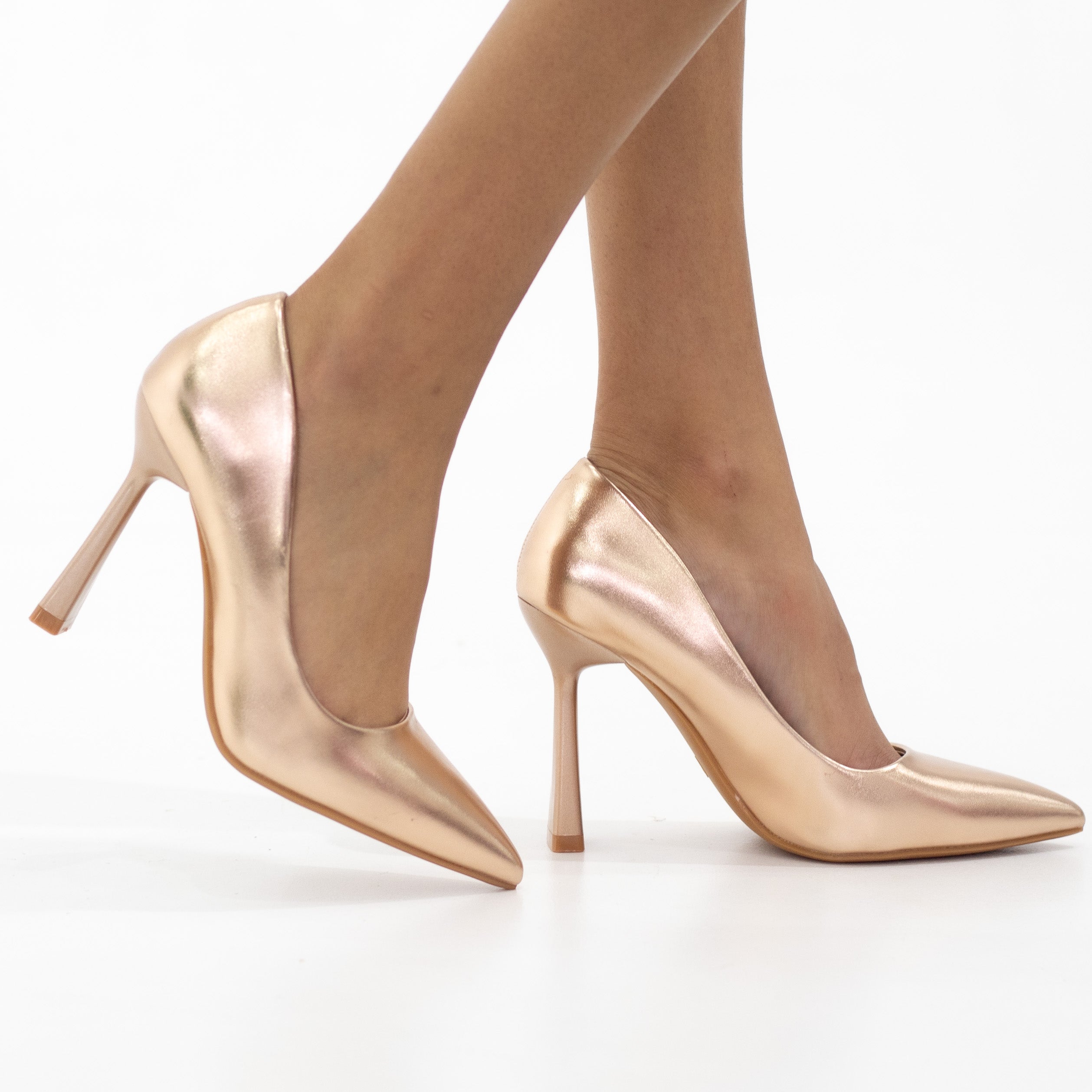 June 10cm sleek stiletto heel court shoes rose gold