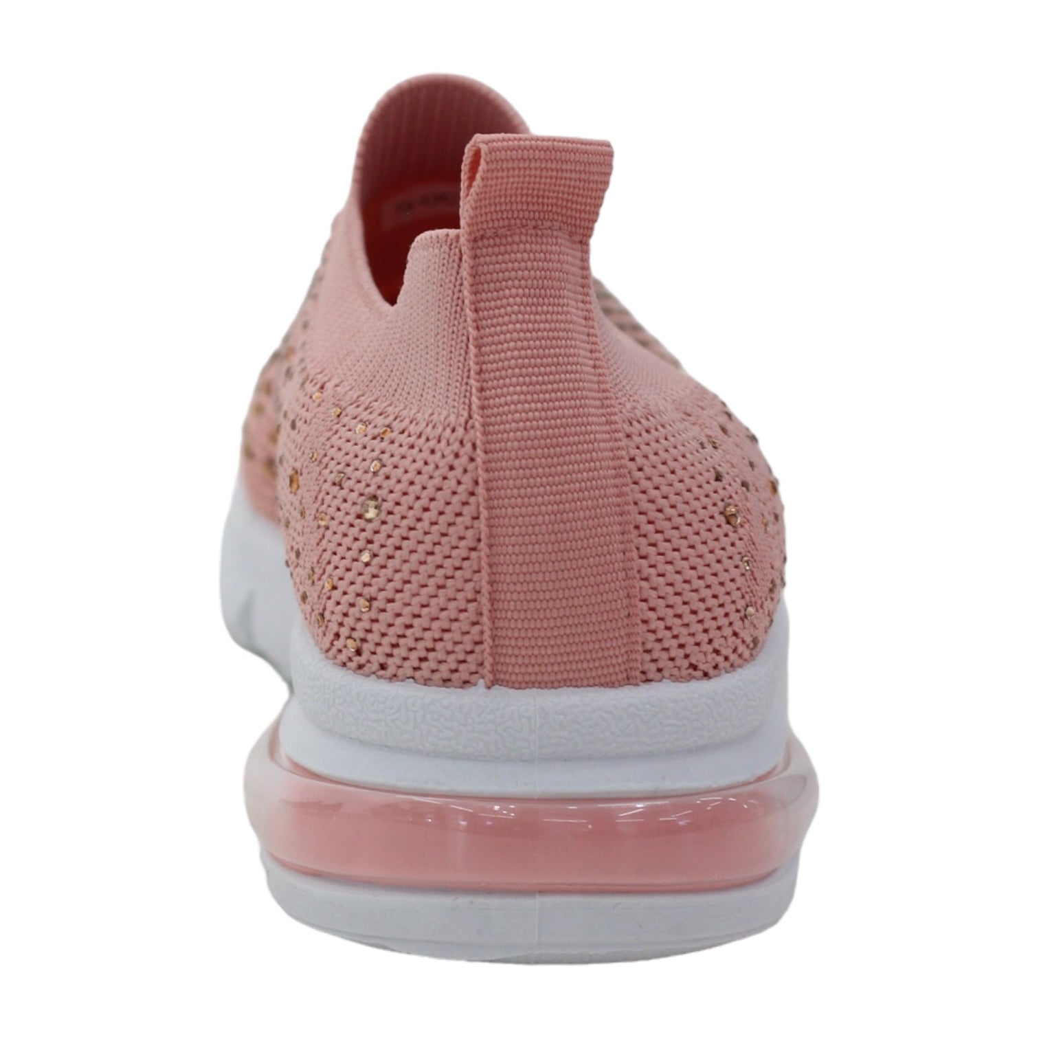 Pink girls fly knit slip on sneaker with diamonds octavia
