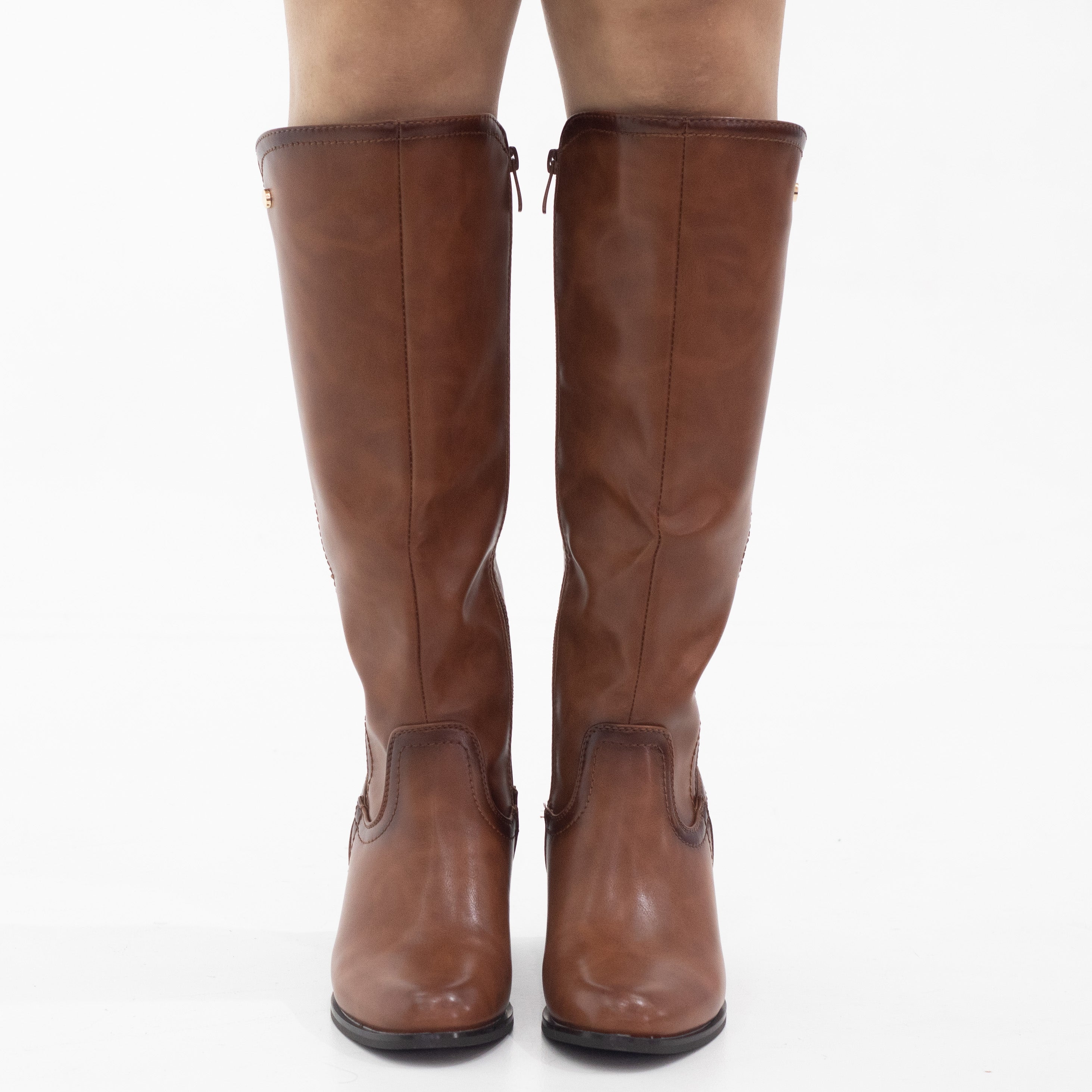 Tan knee high with elastic mat back boots 6cm heel yada