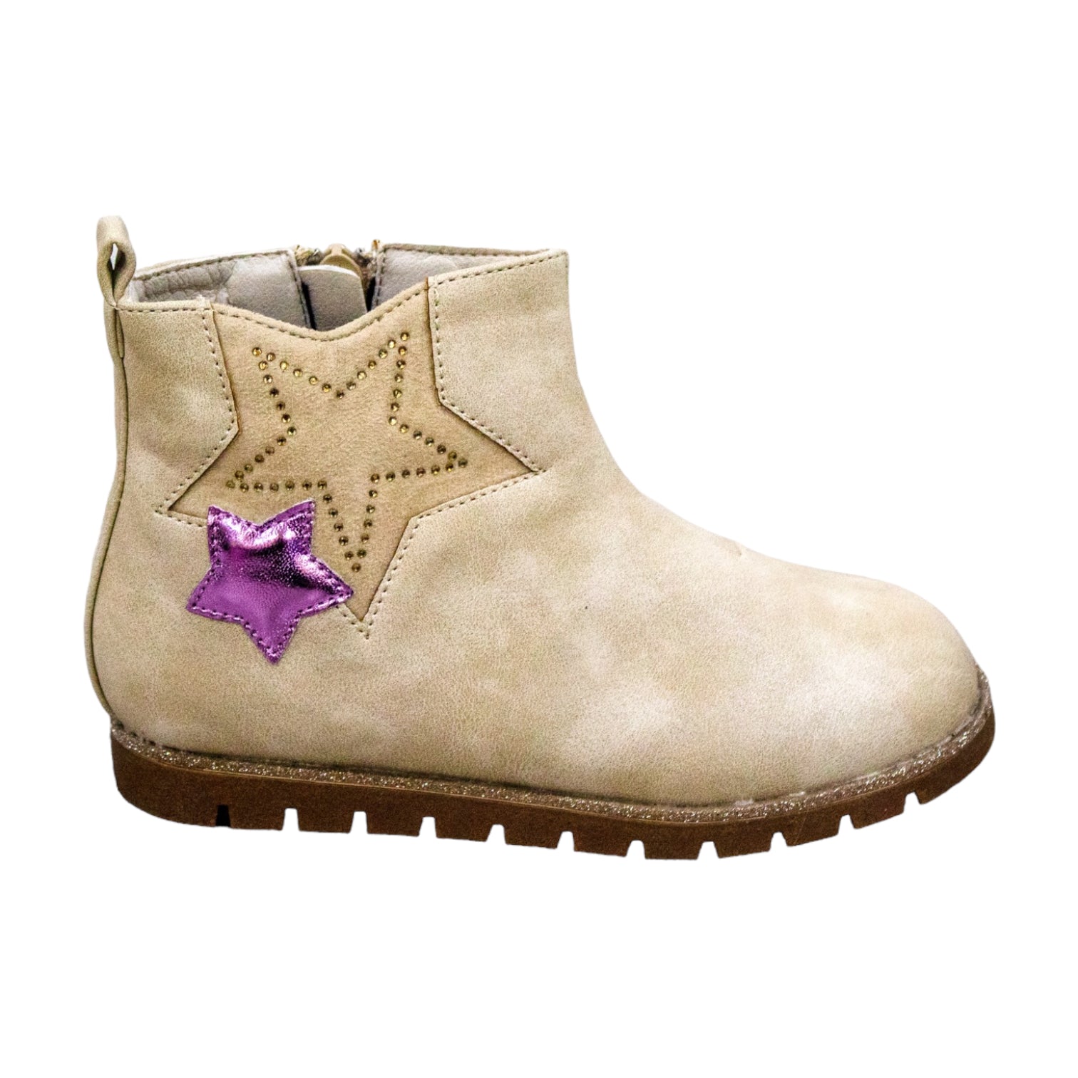 Beige girls ankle boot with star detailed solange
