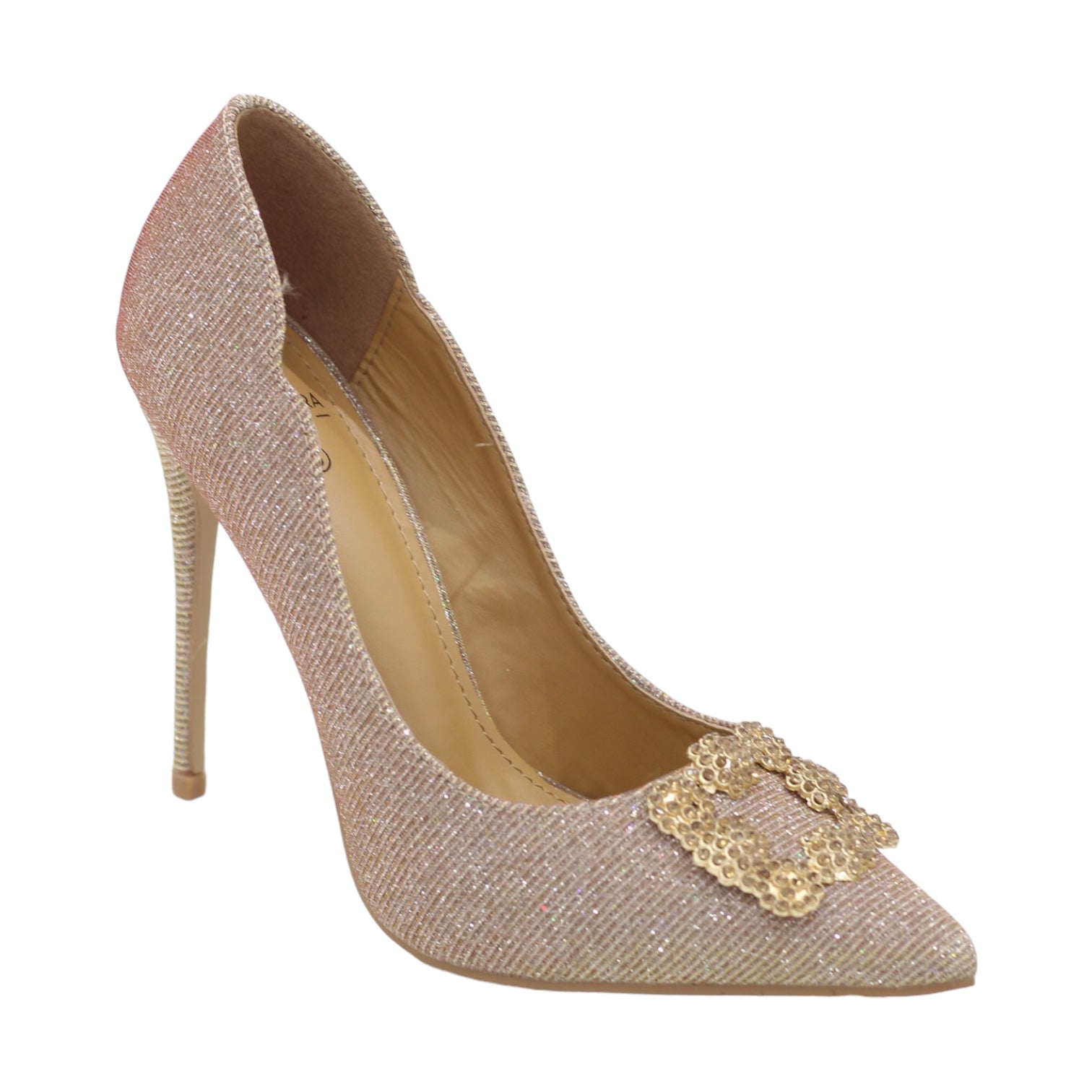 Champagne shimmer open waist court on 11.5cm heel with trim toronto