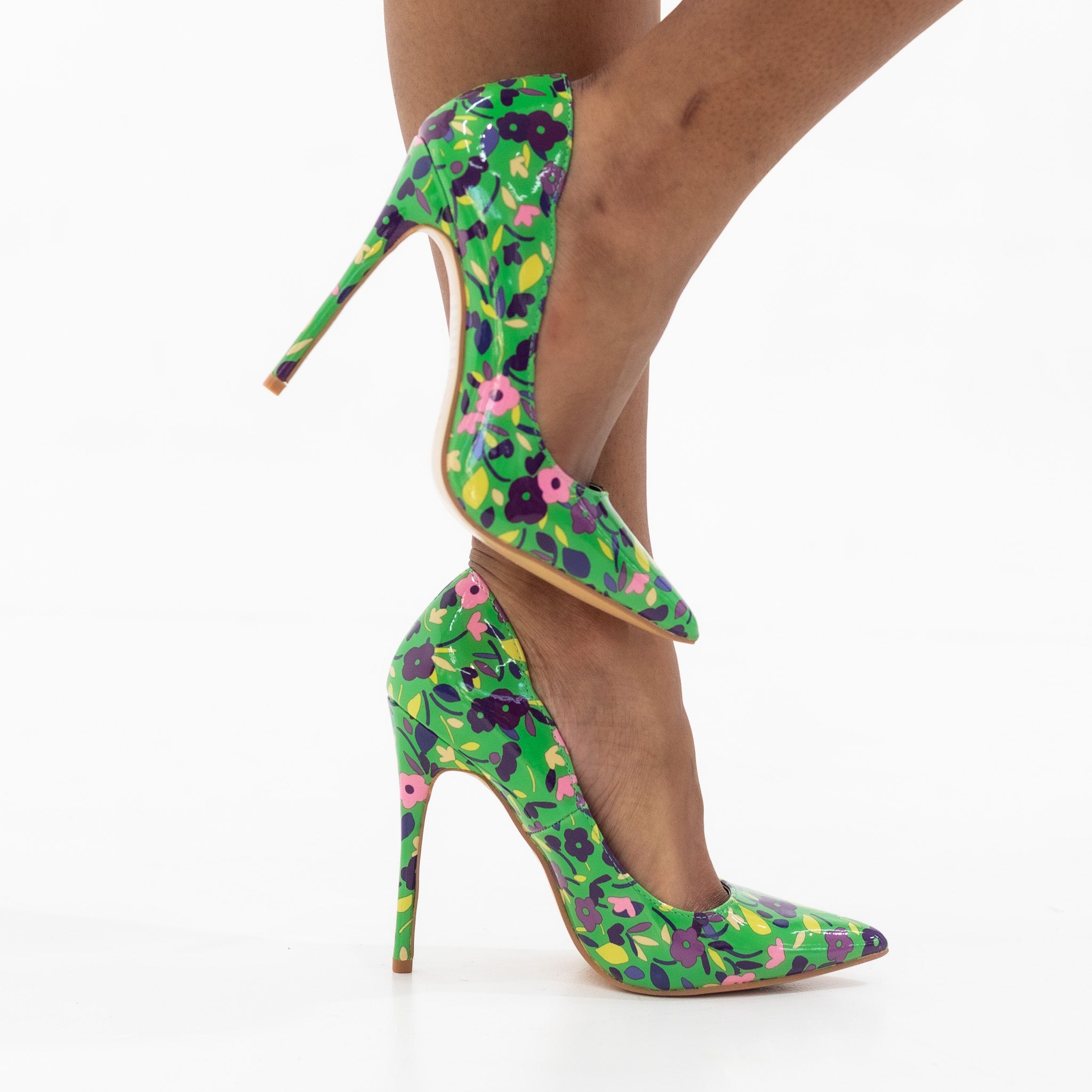 Green floral multicolor 11.5cm high heel court arohi