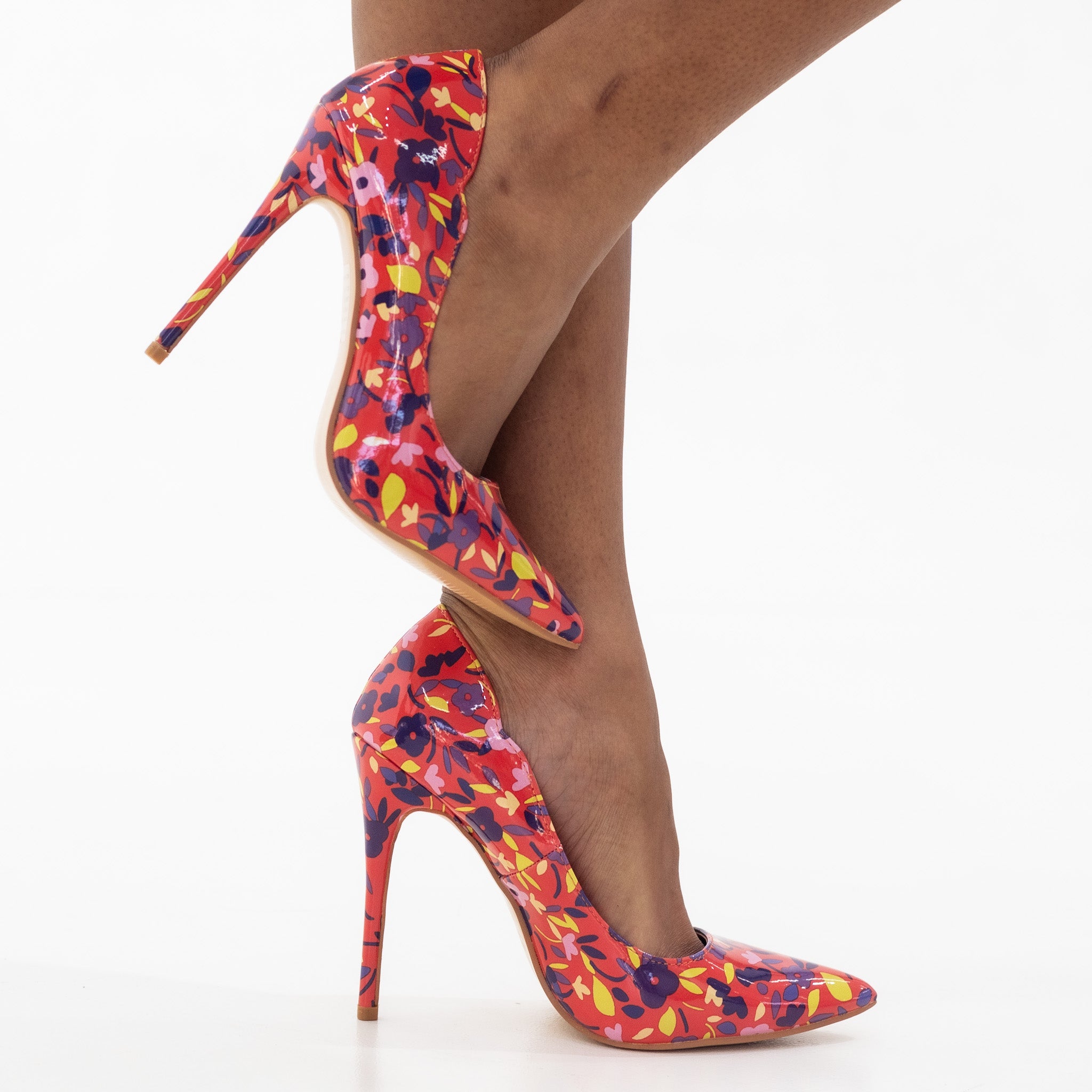 Red floral multicolor 11.5cm high heel court arohi