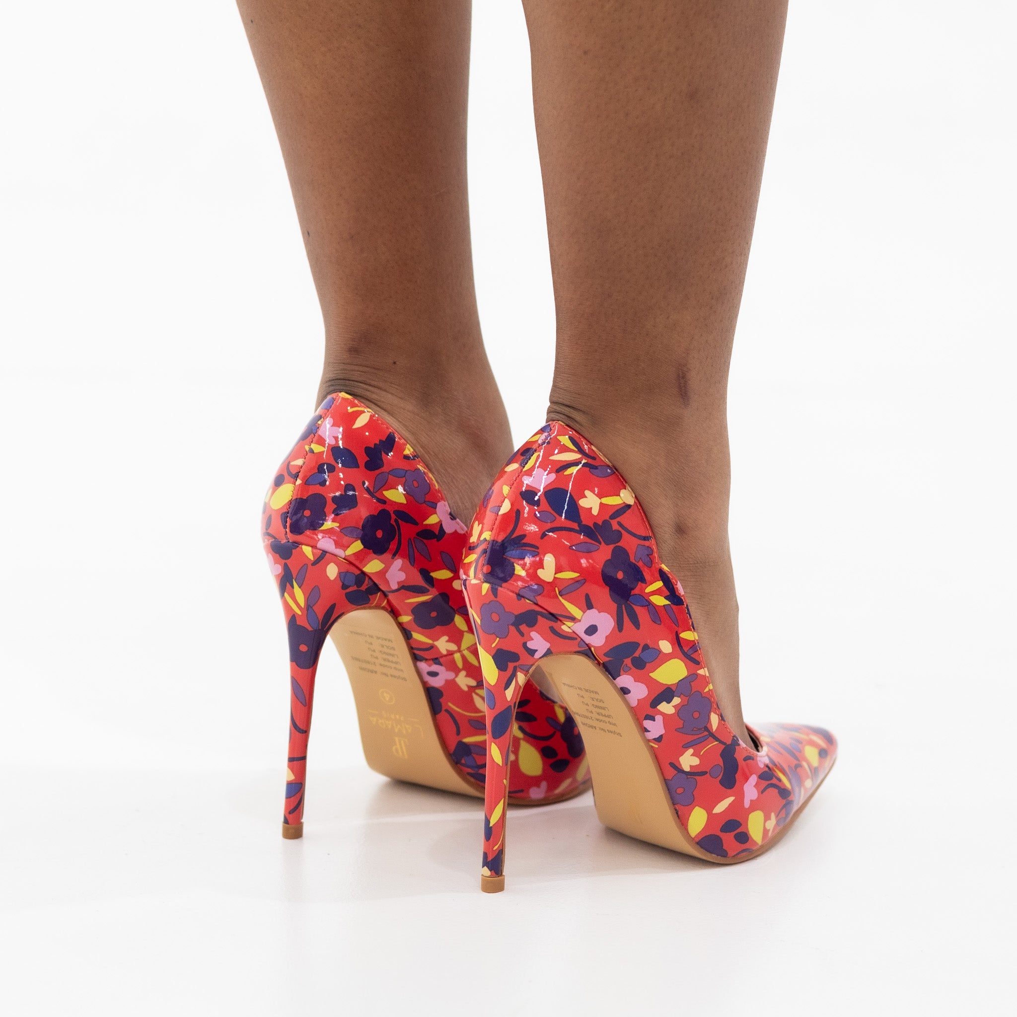 Red floral multicolor 11.5cm high heel court arohi