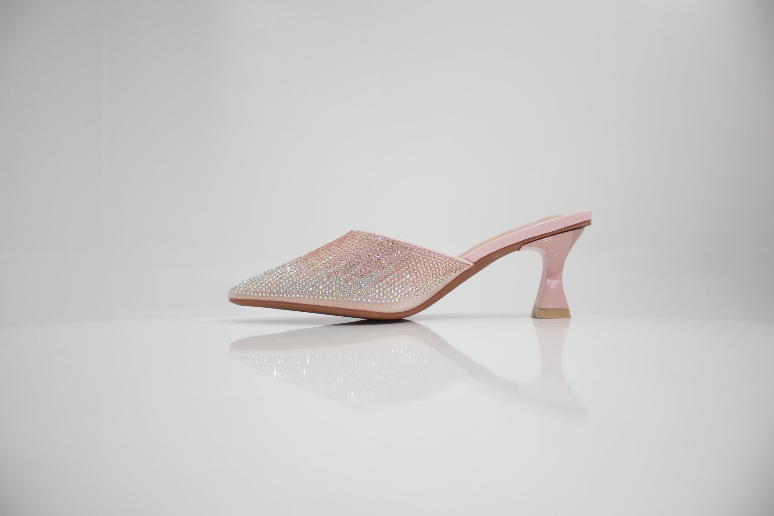 Pink paisley embellished slide on a 6cm heel valri