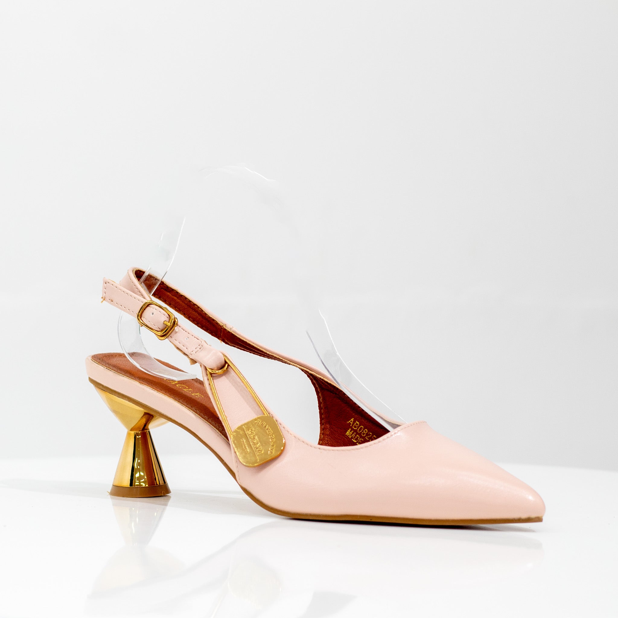 Miracle 6cm heel croc sling back shoe pink