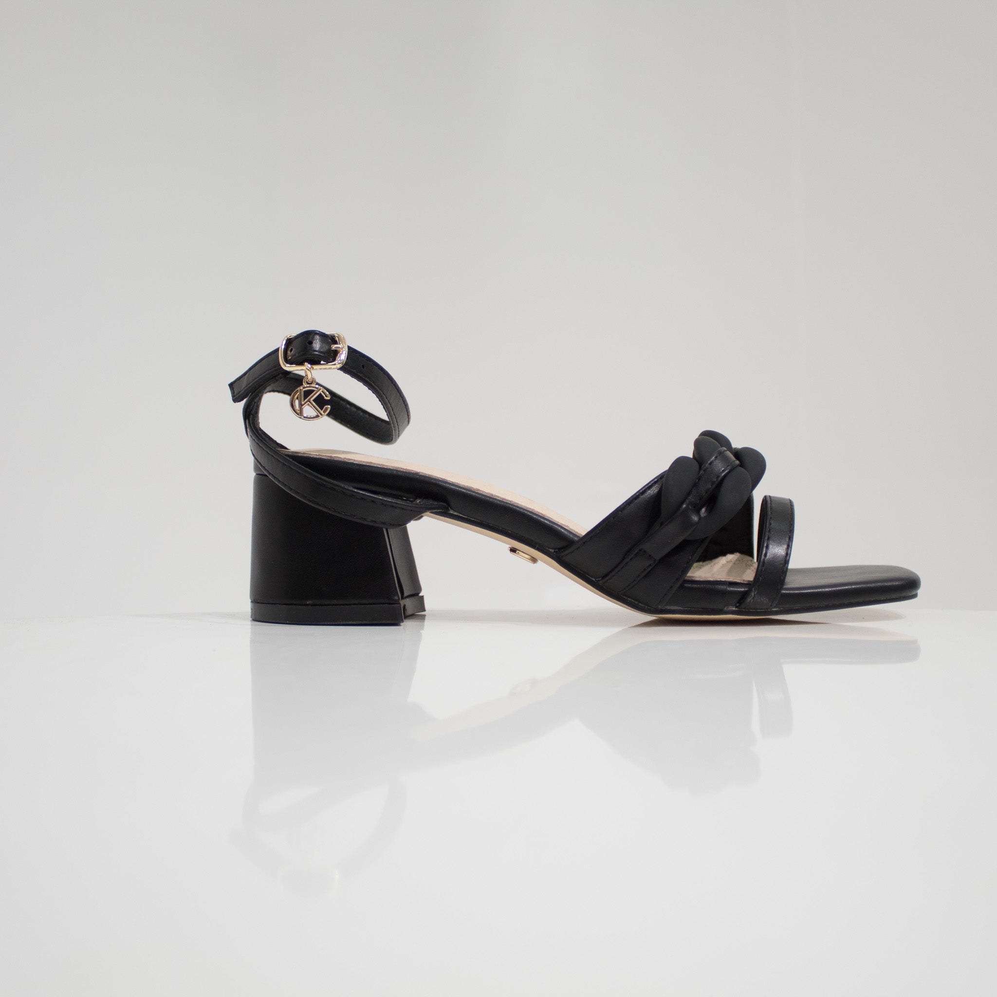 black 5cm block heel strappy sandal 
