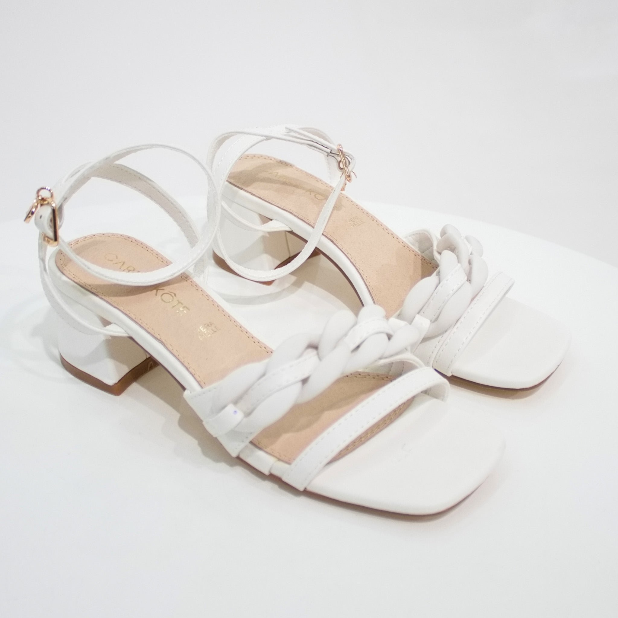 Carla 5cm block heel strappy sandal white