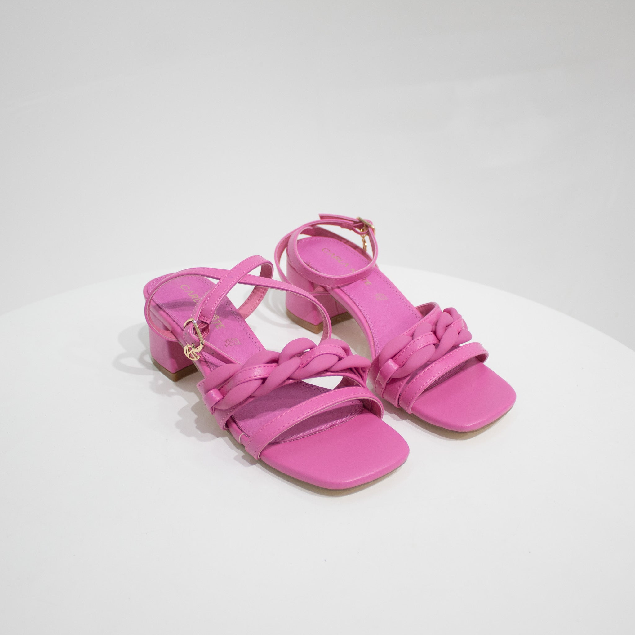 Pink 5cm block heel strappy sandal carla