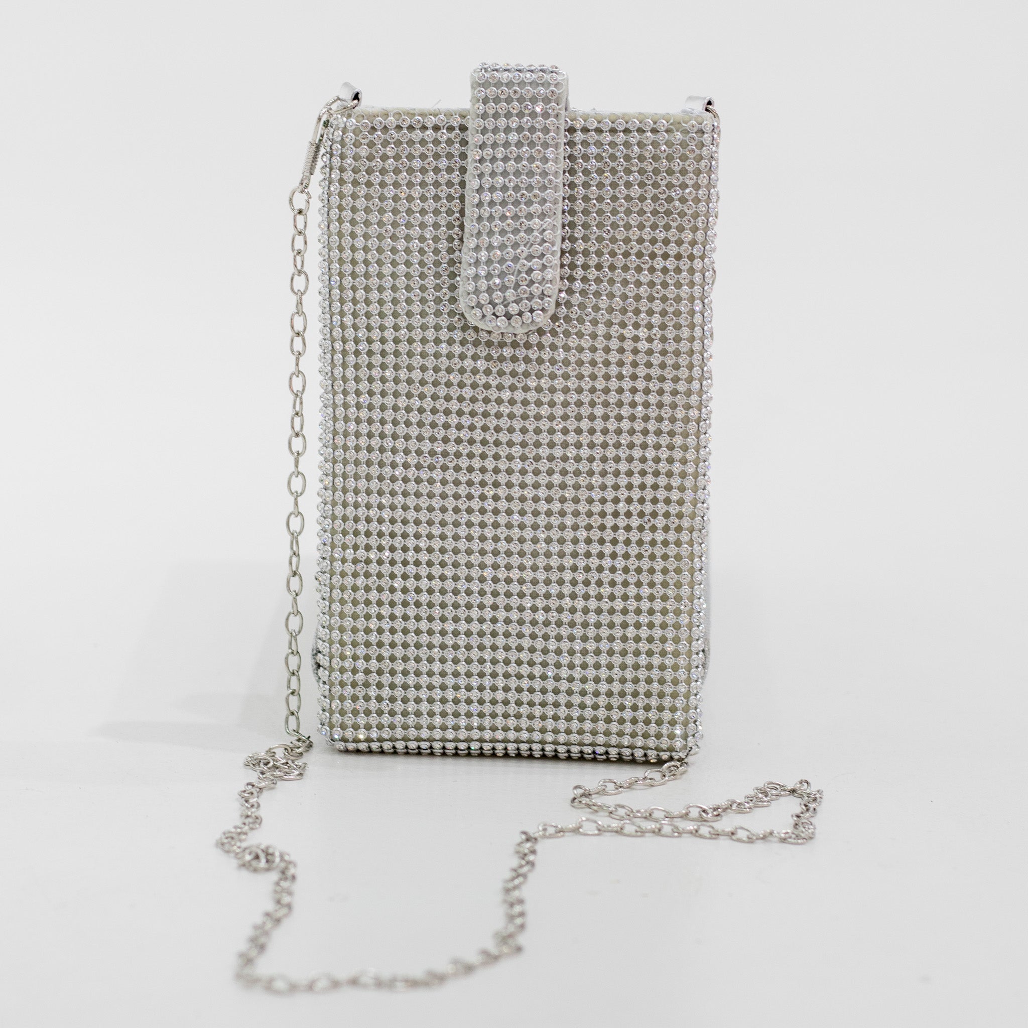 Silver rhinestone versatile sling bag fadia