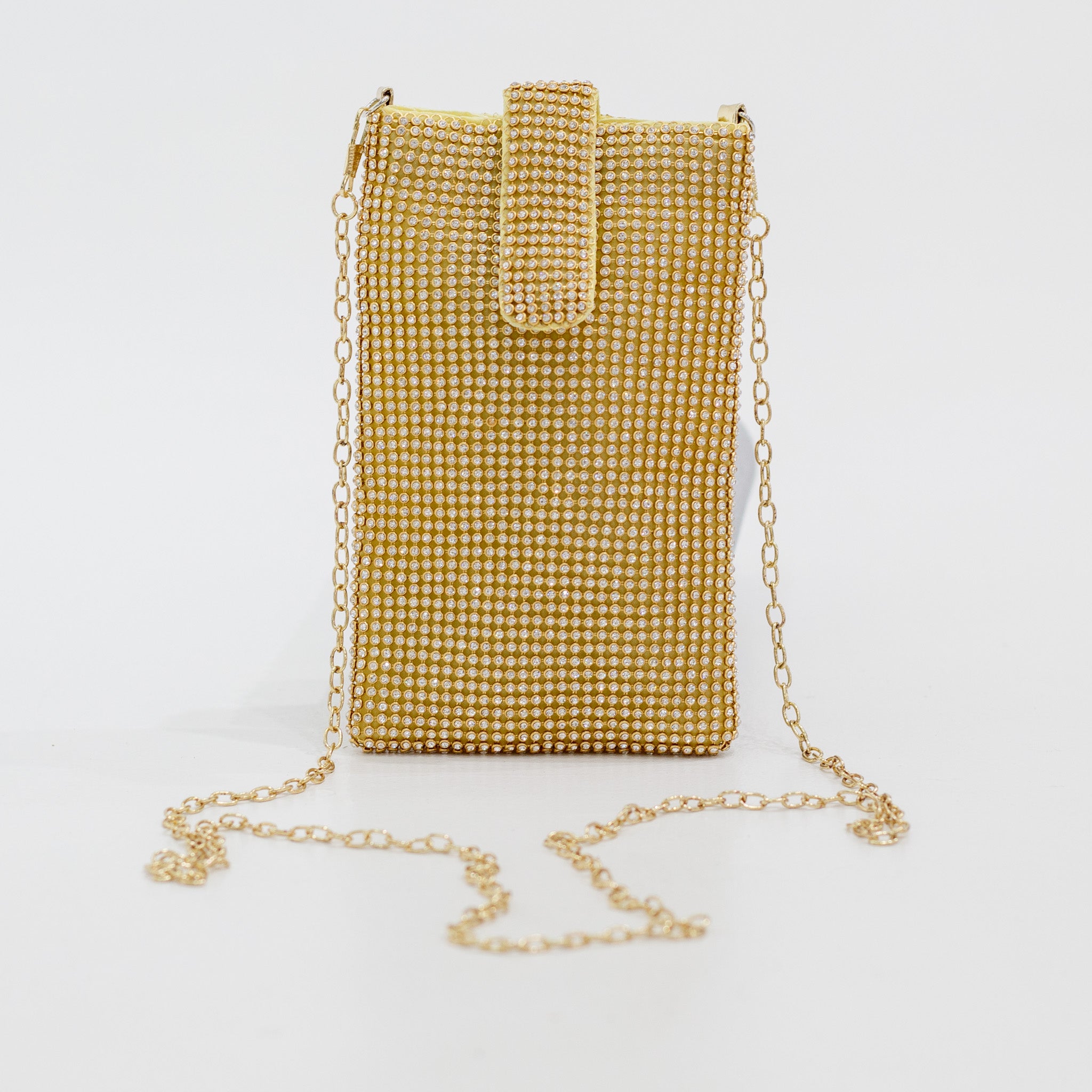 Gold rhinestone versatile sling bag fadia