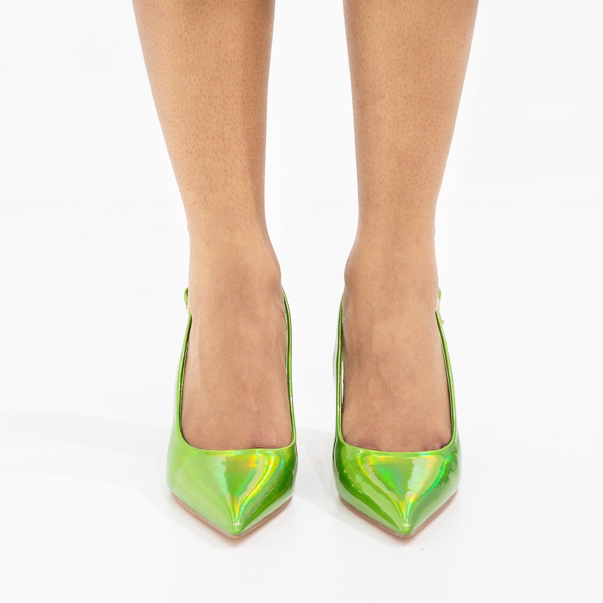 Green 7cm spool heel sling back pump sonia
