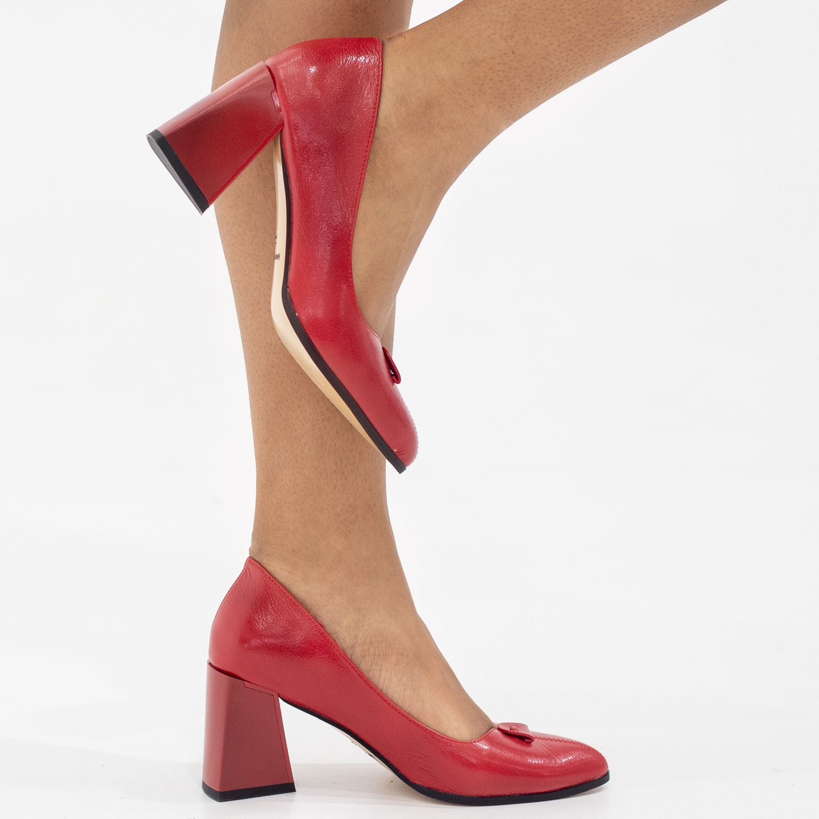 red 8cm comfy block heel court shoe 