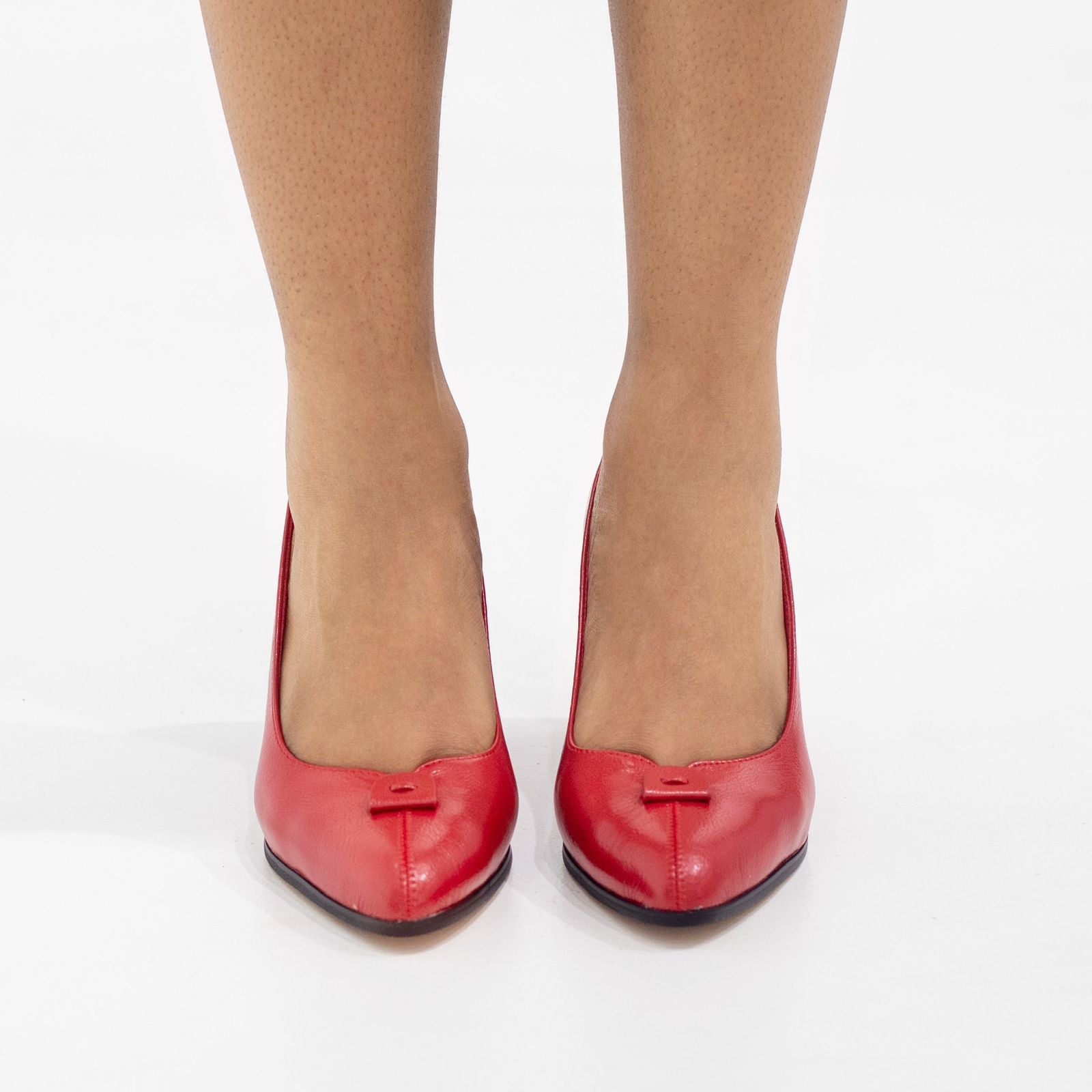 Red 8cm comfy block heel court shoe shoba