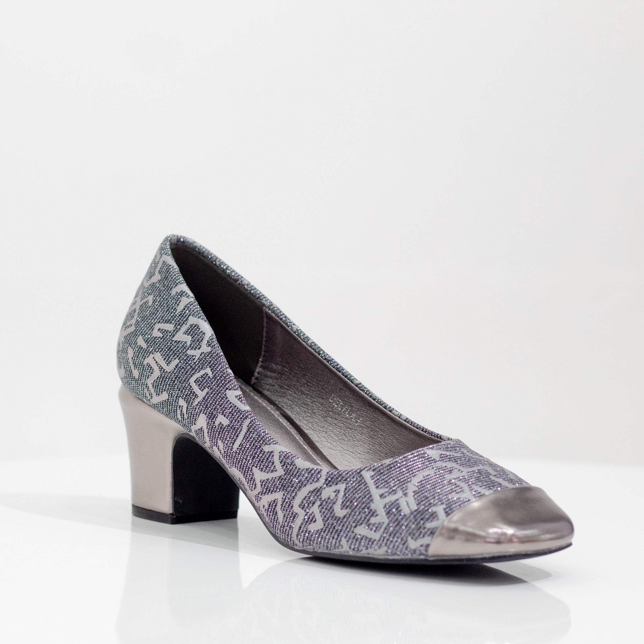 comfy 5cm heel pointy court shoe pewter