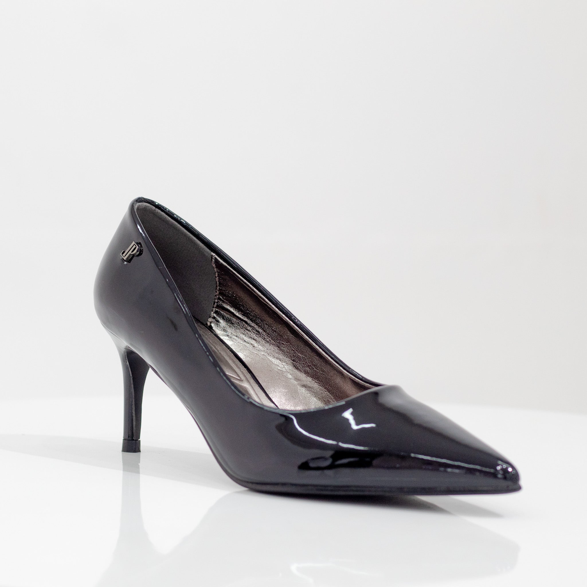 black 7cm heel pointy pat court