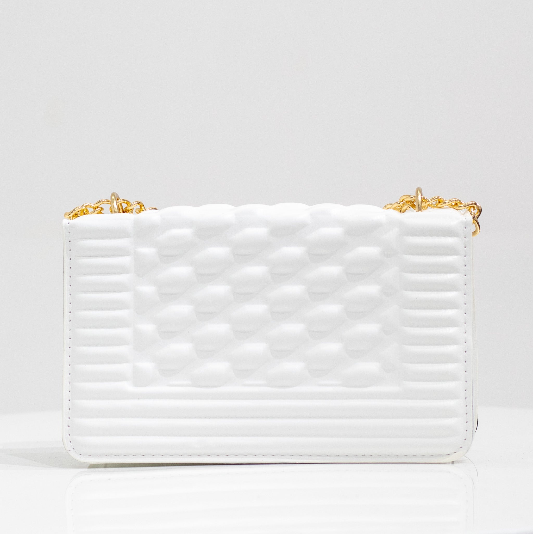 White weaved gold chain convertible handbag ilka