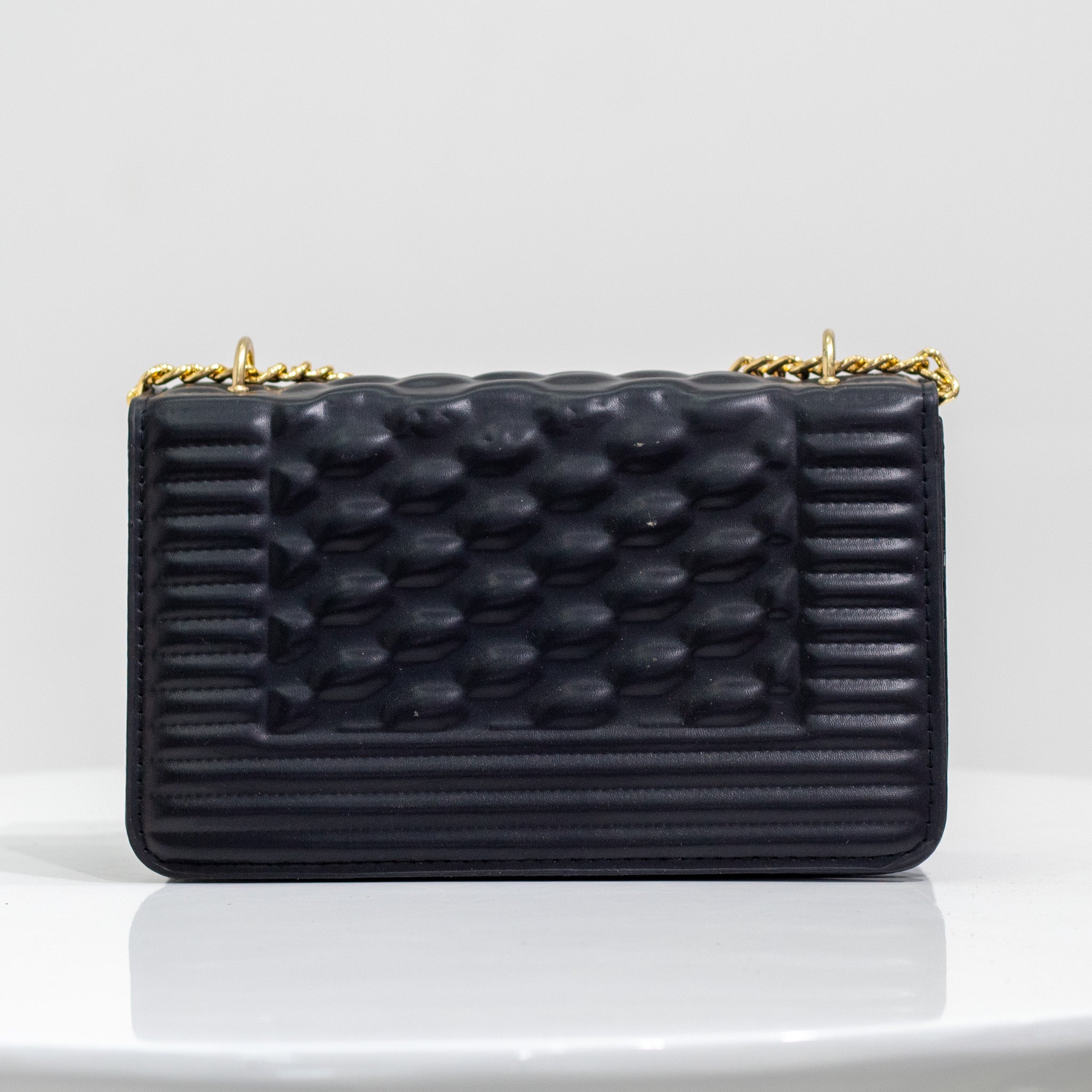 Black weaved gold chain convertible handbag ilka