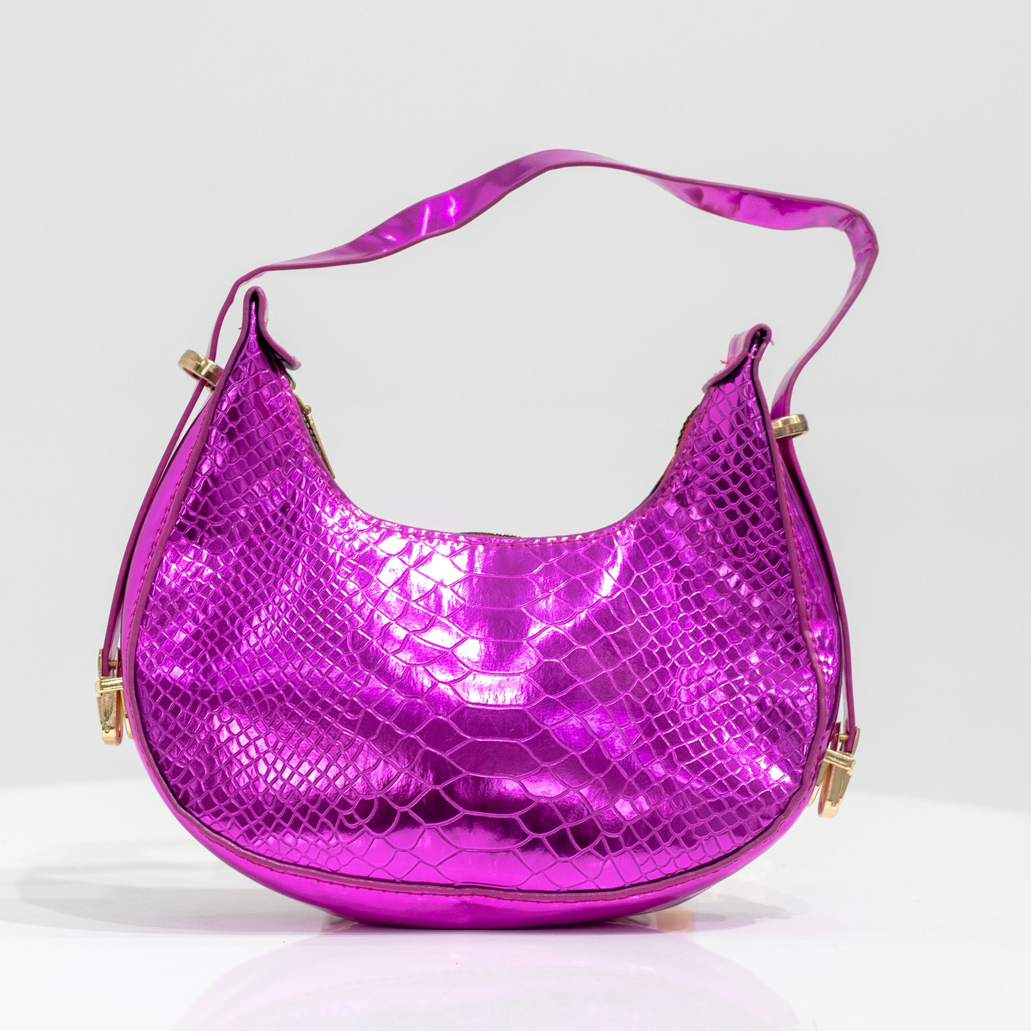 Purple pat croc rigid shoulder bag irma