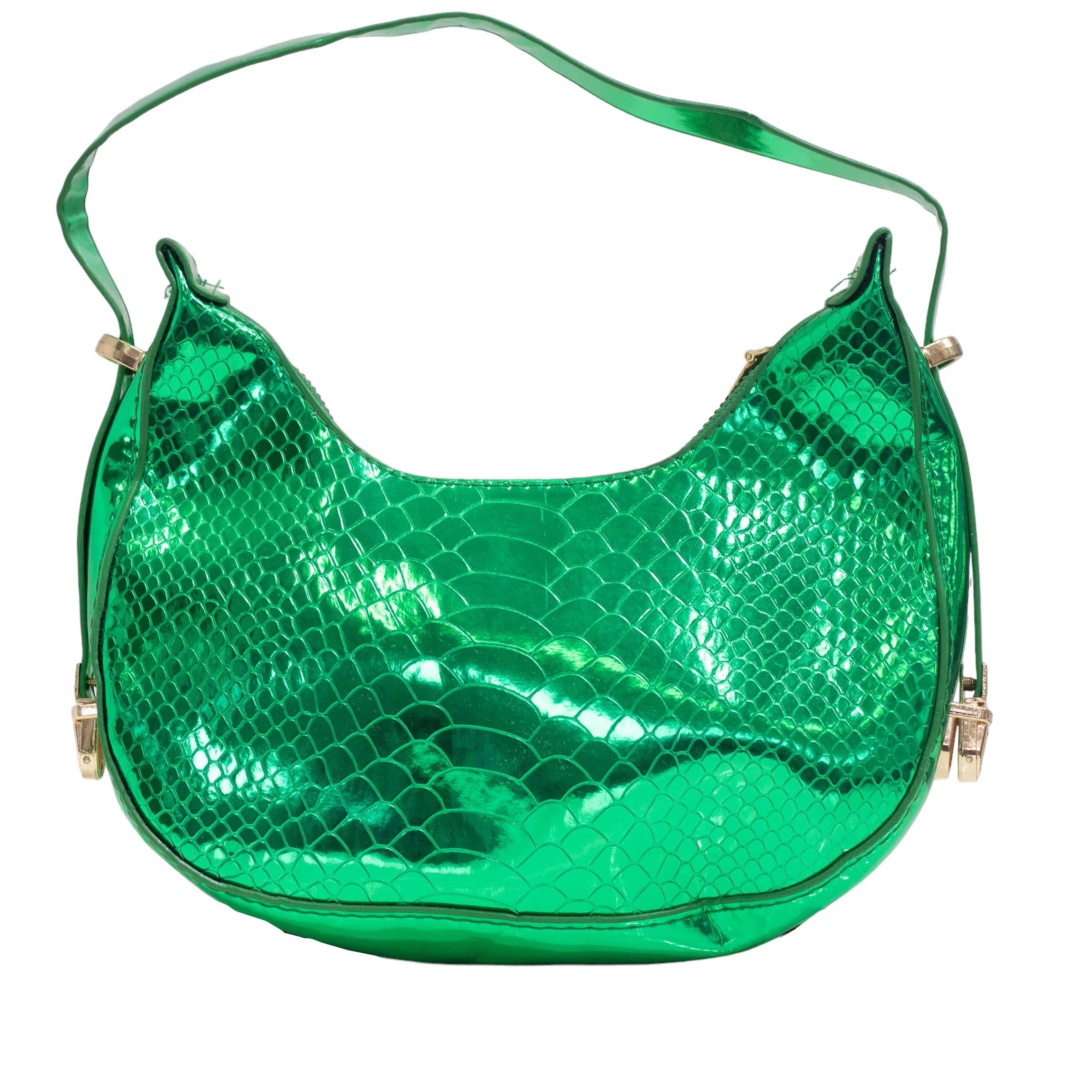 Green pat croc rigid shoulder bag irma
