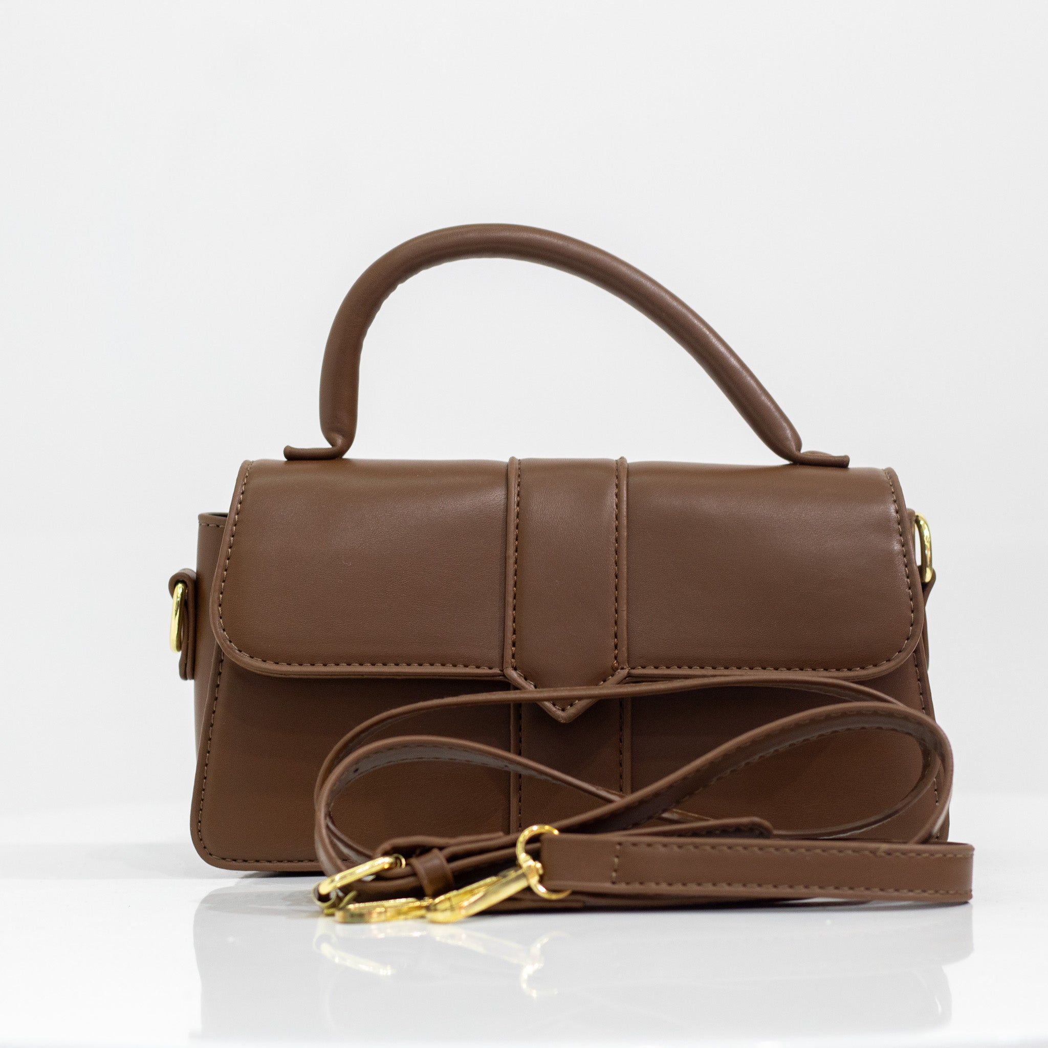 Brown faux leather convertible crossbody xaris