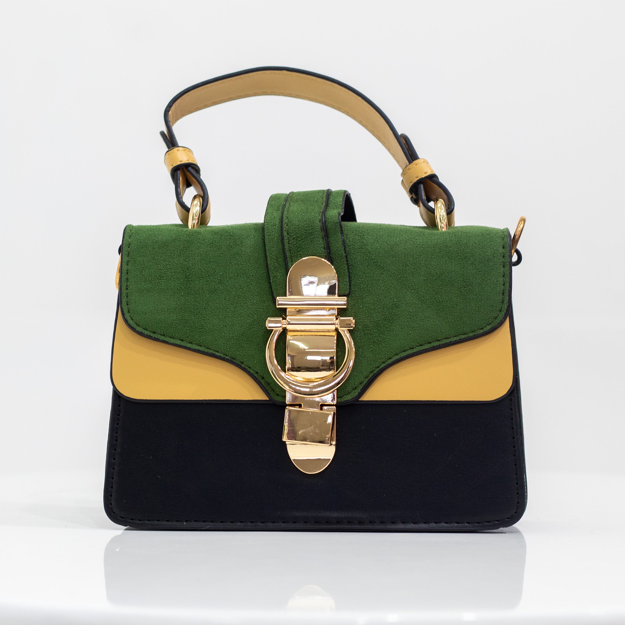 Yasti multi-color faux leather hand bag green
