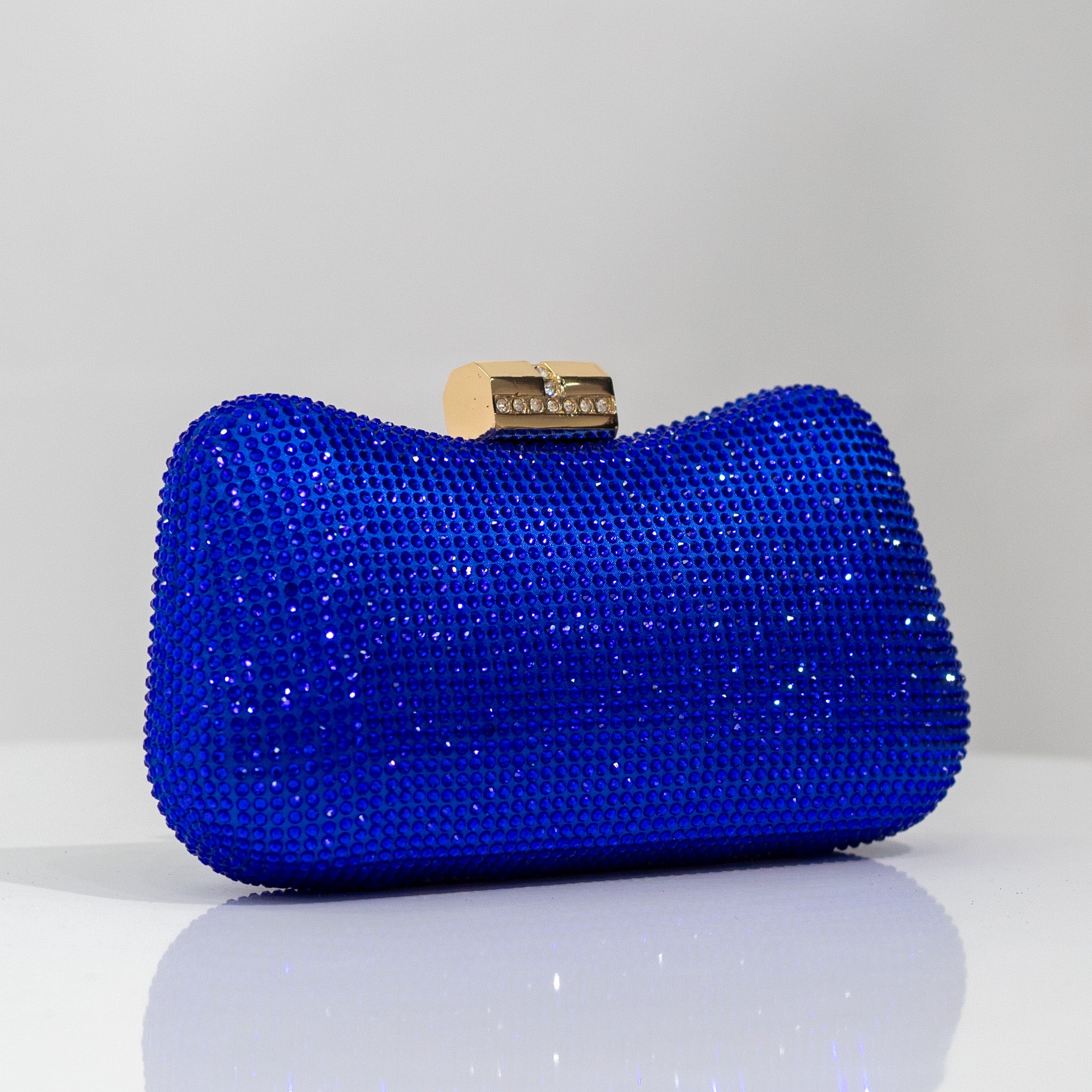 Xavia diamante clasp clutch bag blue