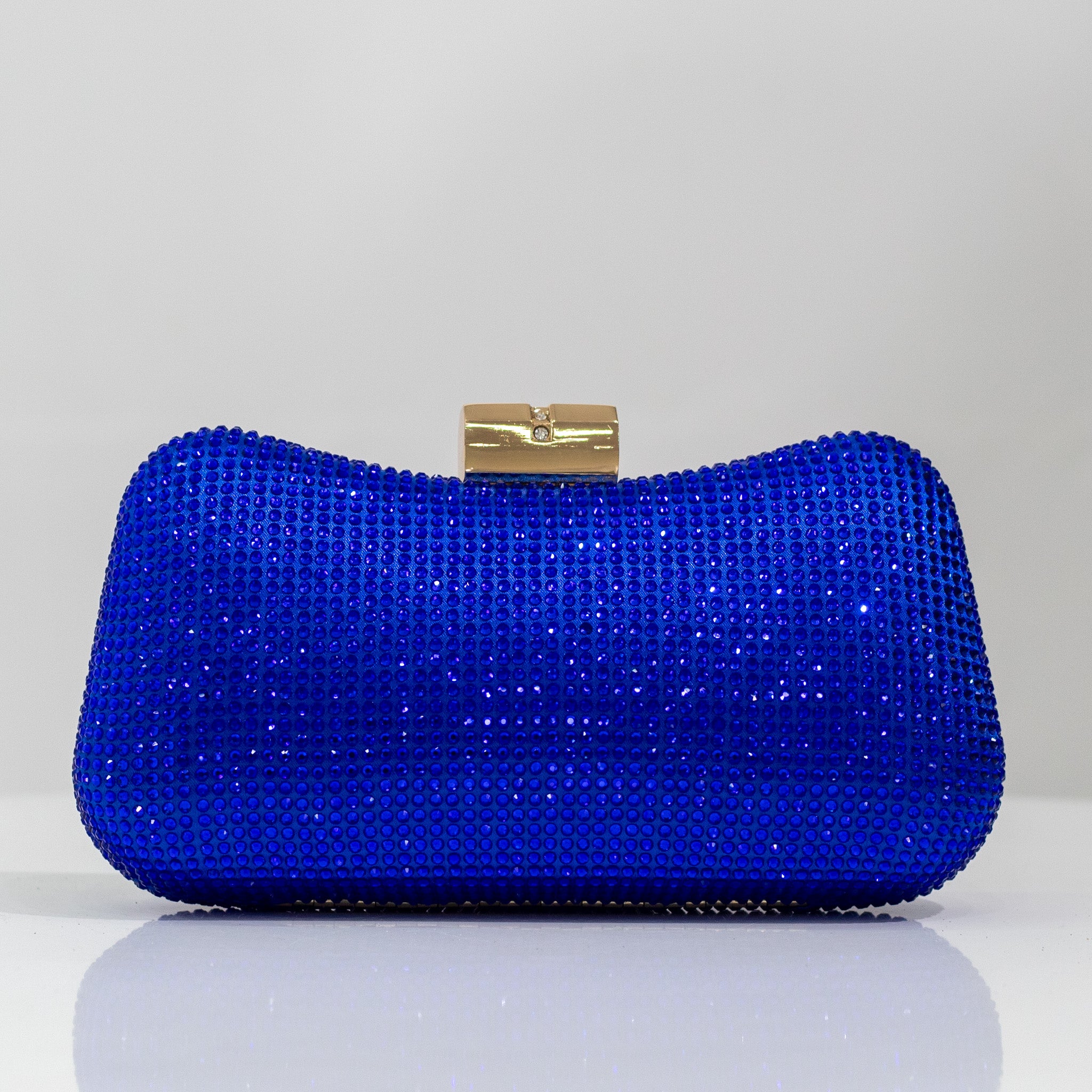 Xavia diamante clasp clutch bag blue