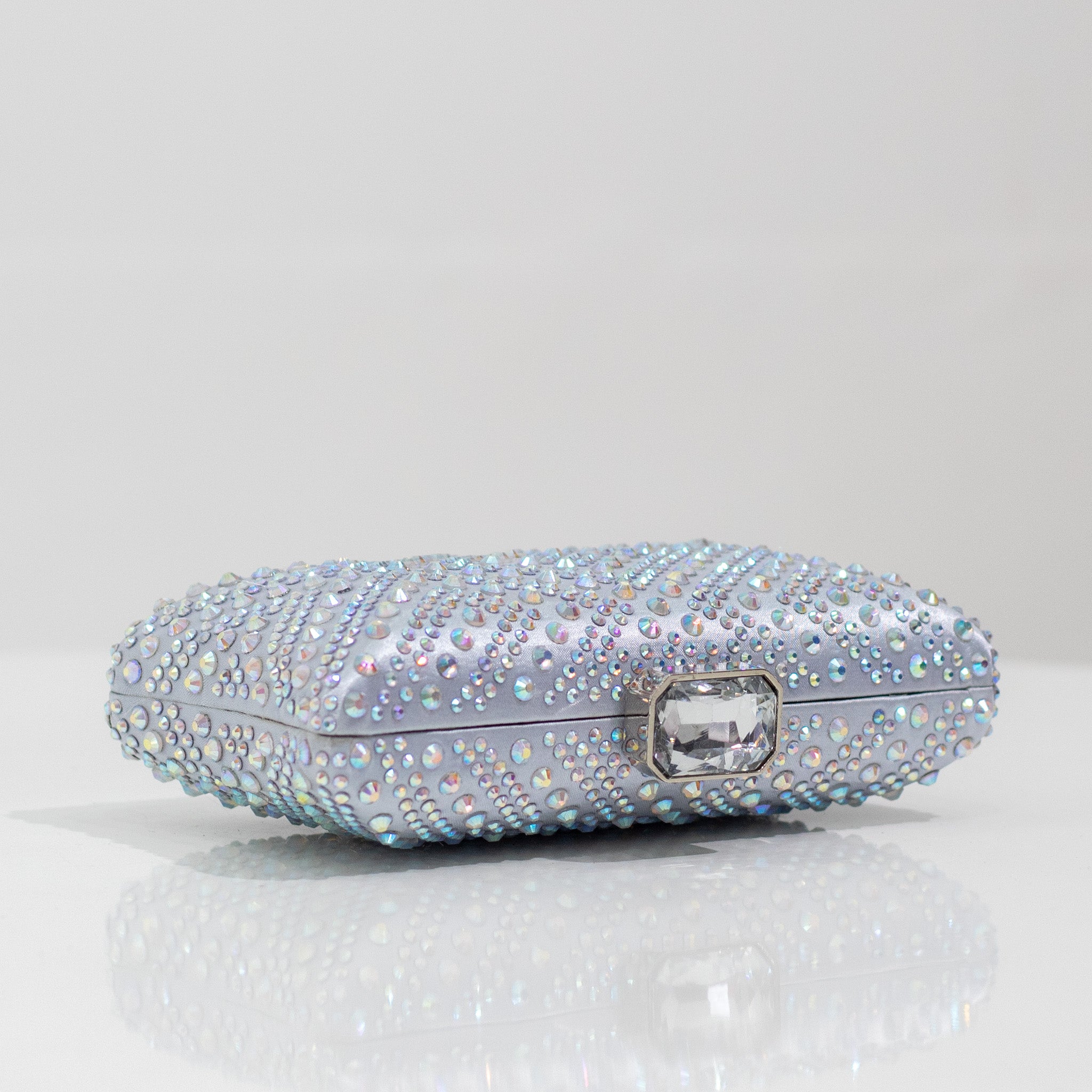 Xayah diamante designs clasp clutch bag silver
