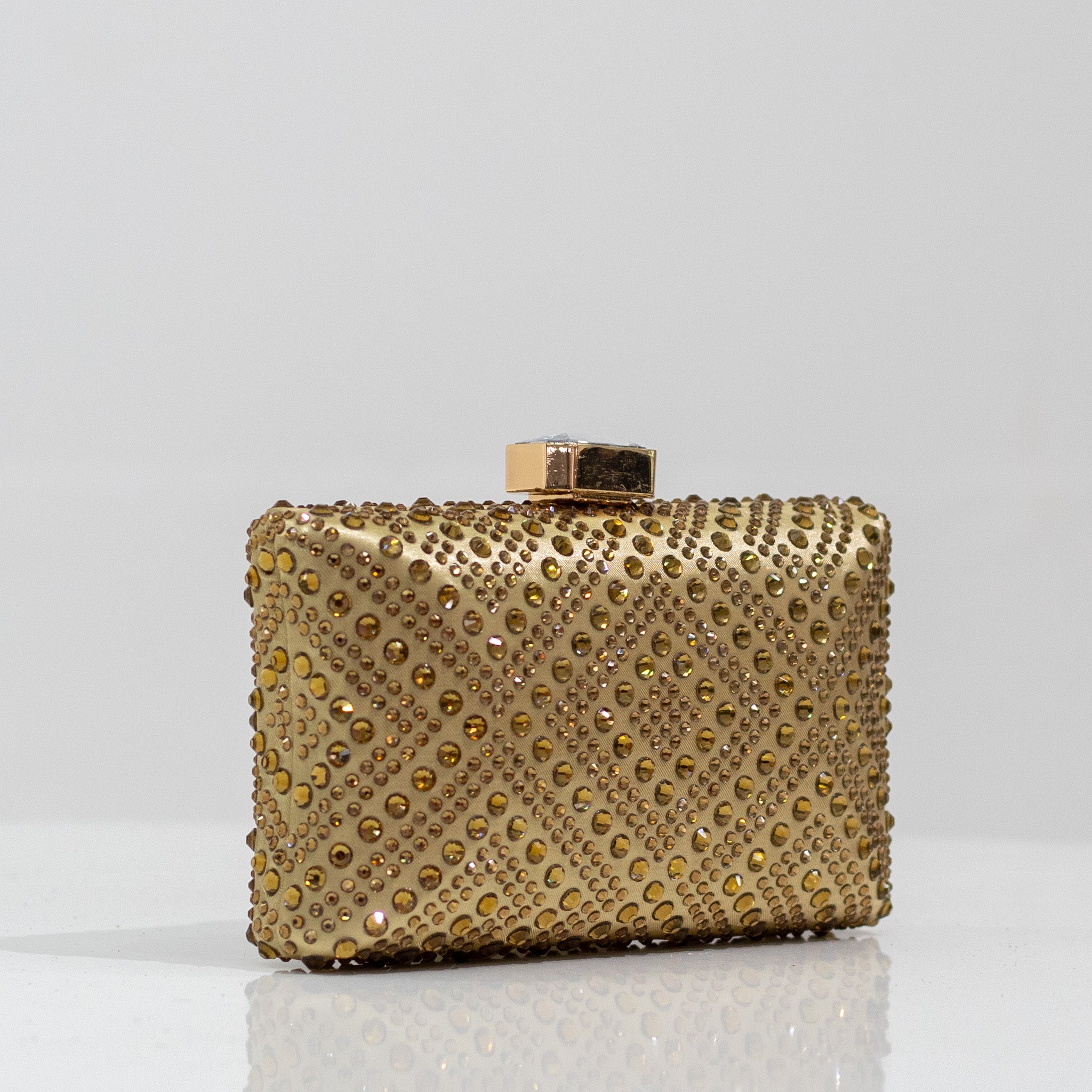 Xayah diamante designs clasp clutch bag gold