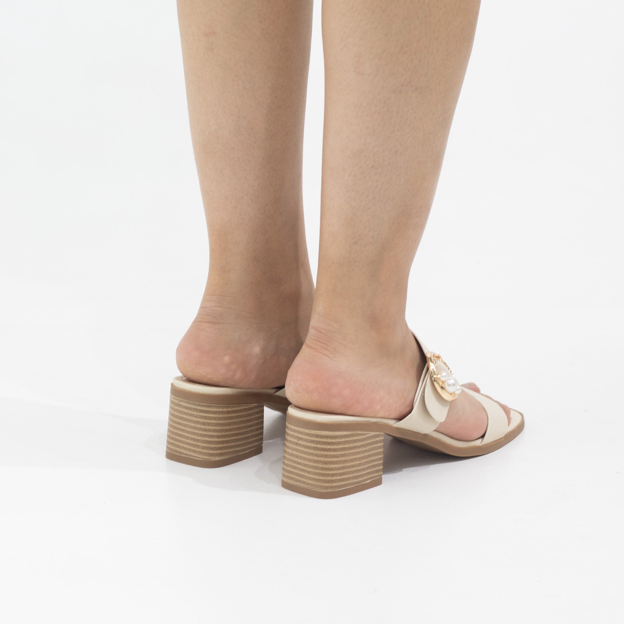 Off-white 5cm heel 2 band slide with buckle oreta
