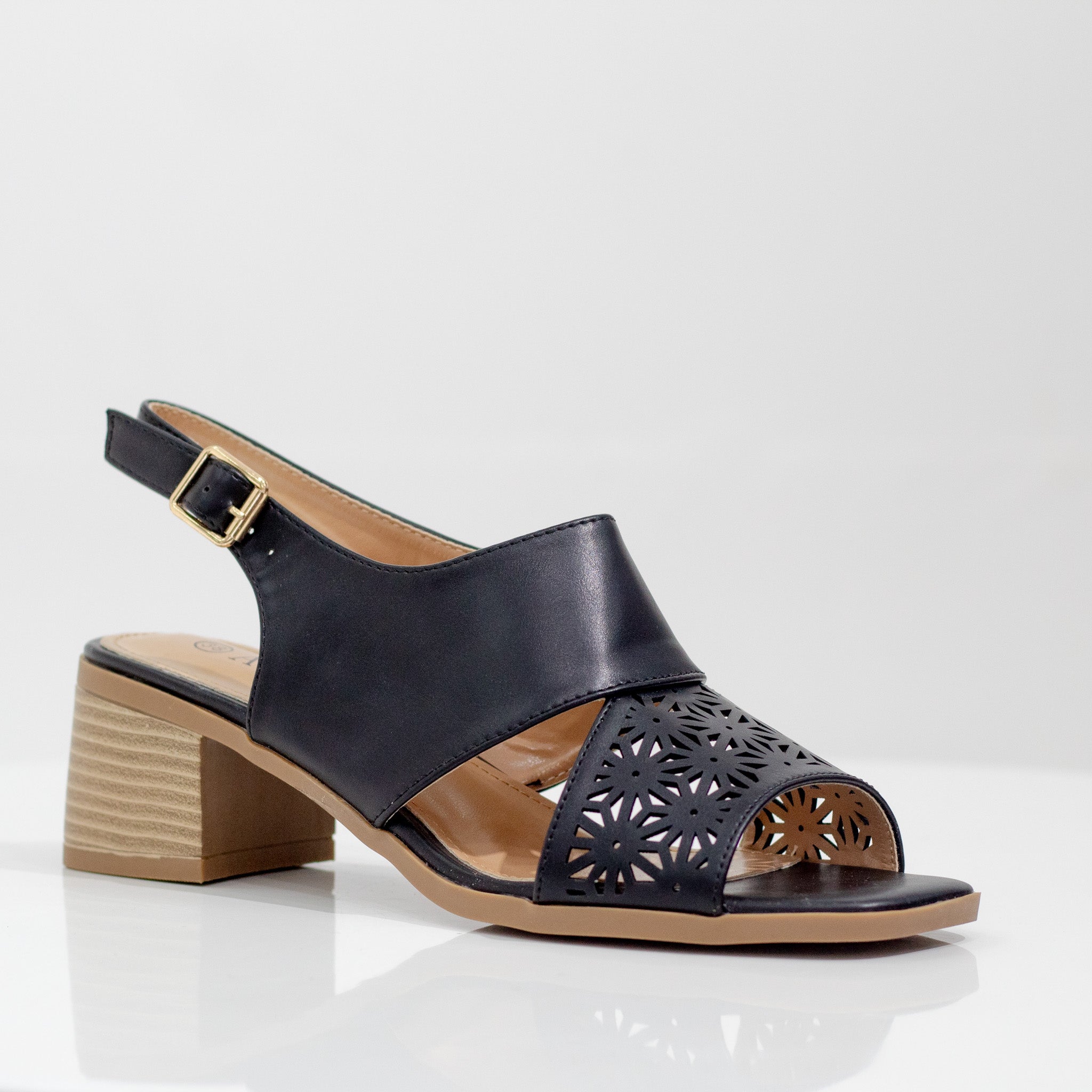 black block heel pu sandal