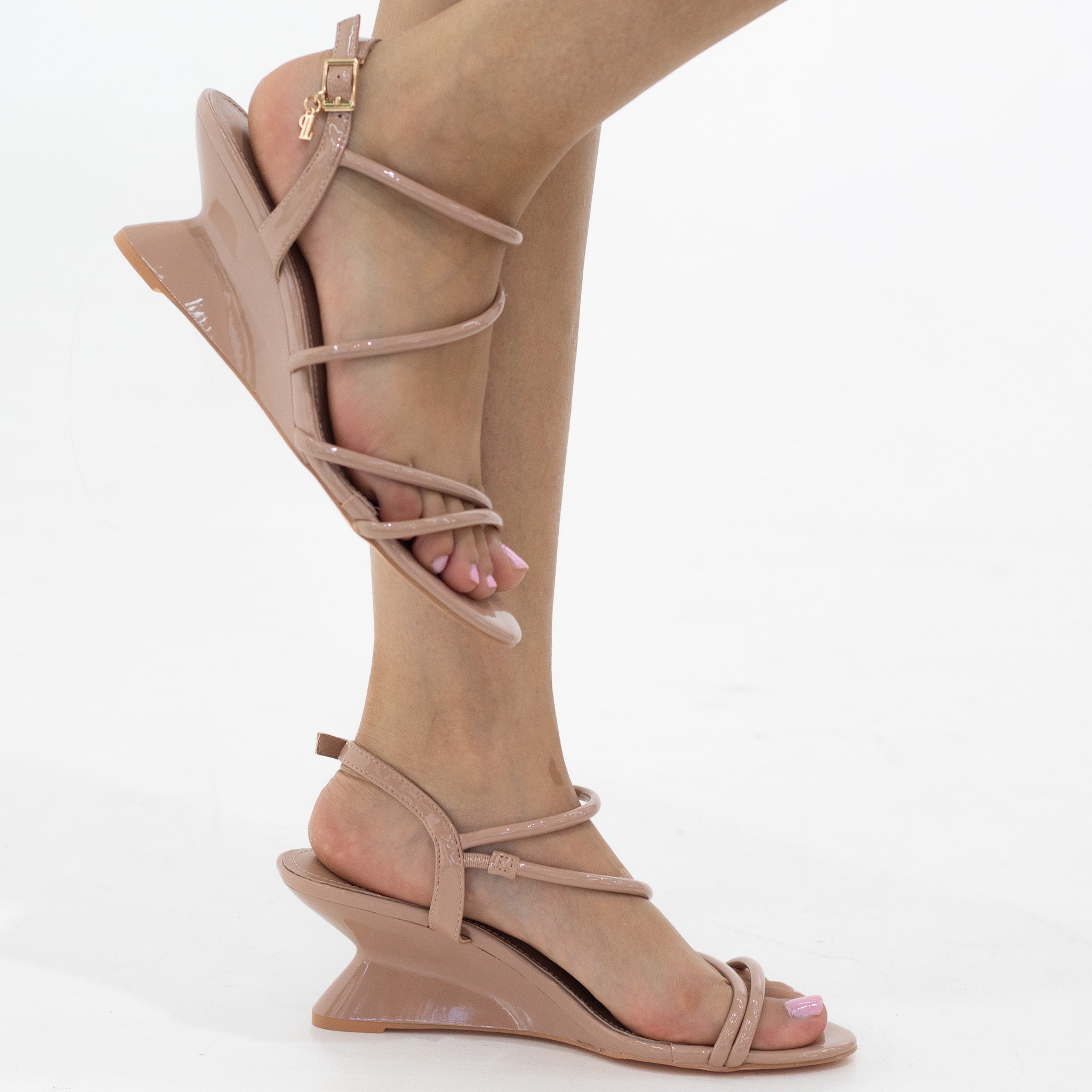 Nude double band special 6.5cm wedge sandals sting