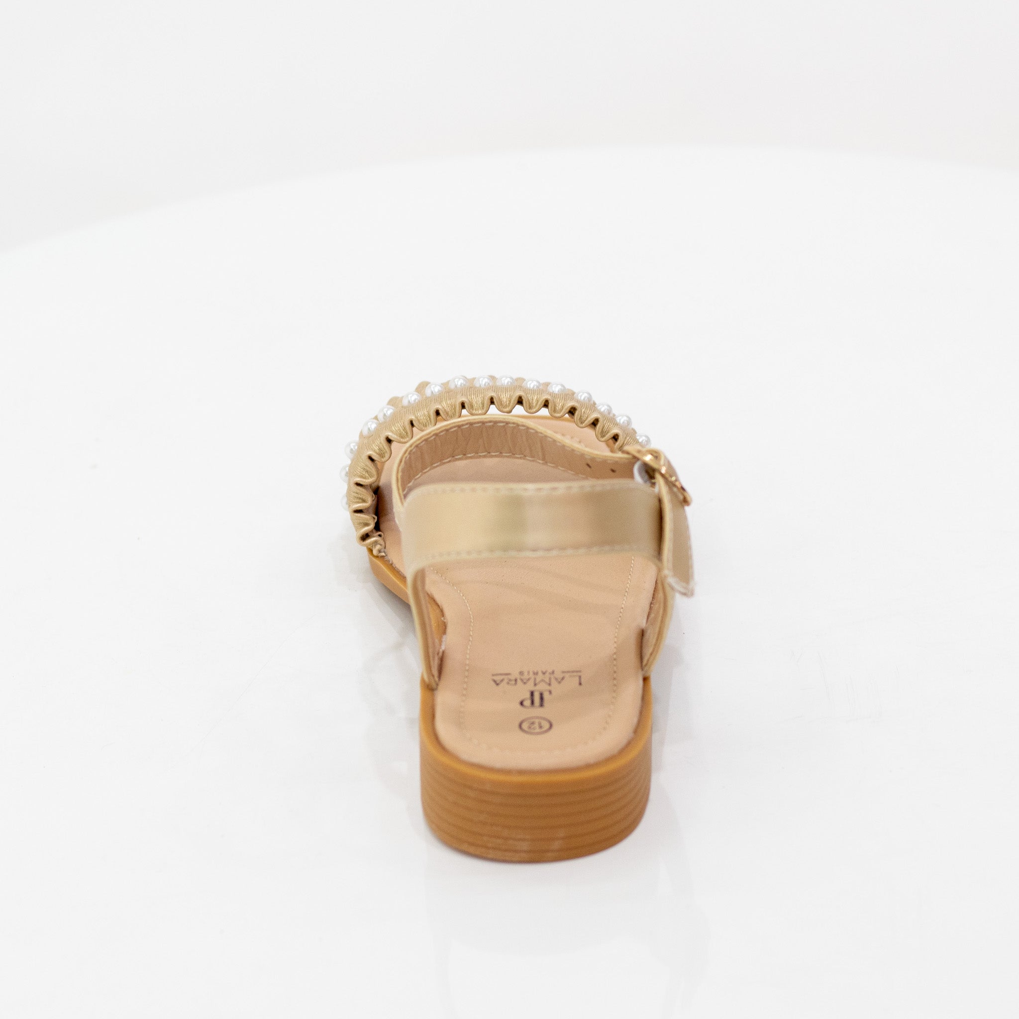Gold girls ankle strap weaved sandals kaila