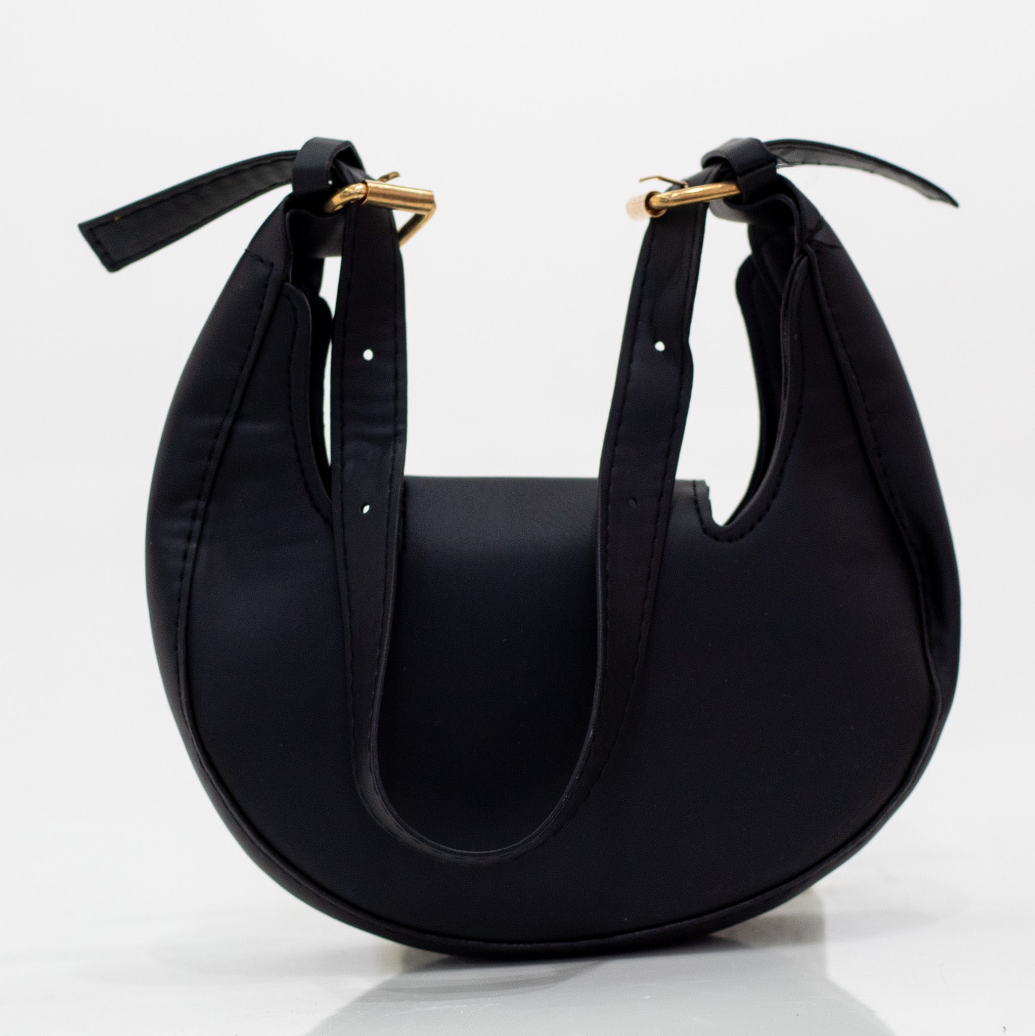 Black faux leather rigid hand bag kalani
