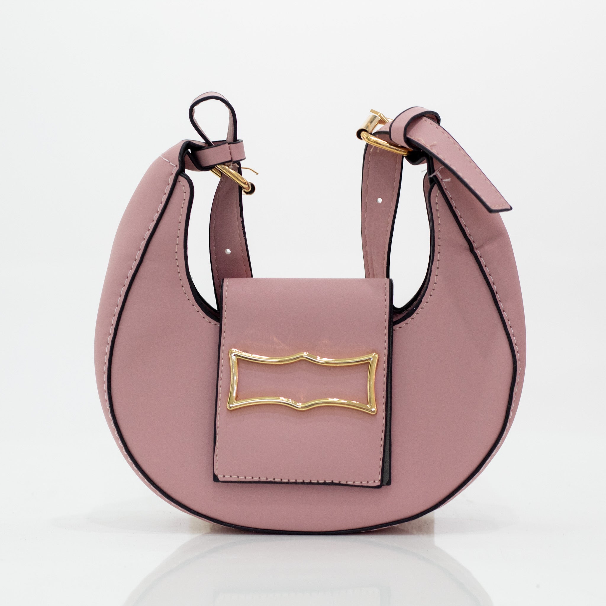 Pink faux leather rigid hand bag kalani