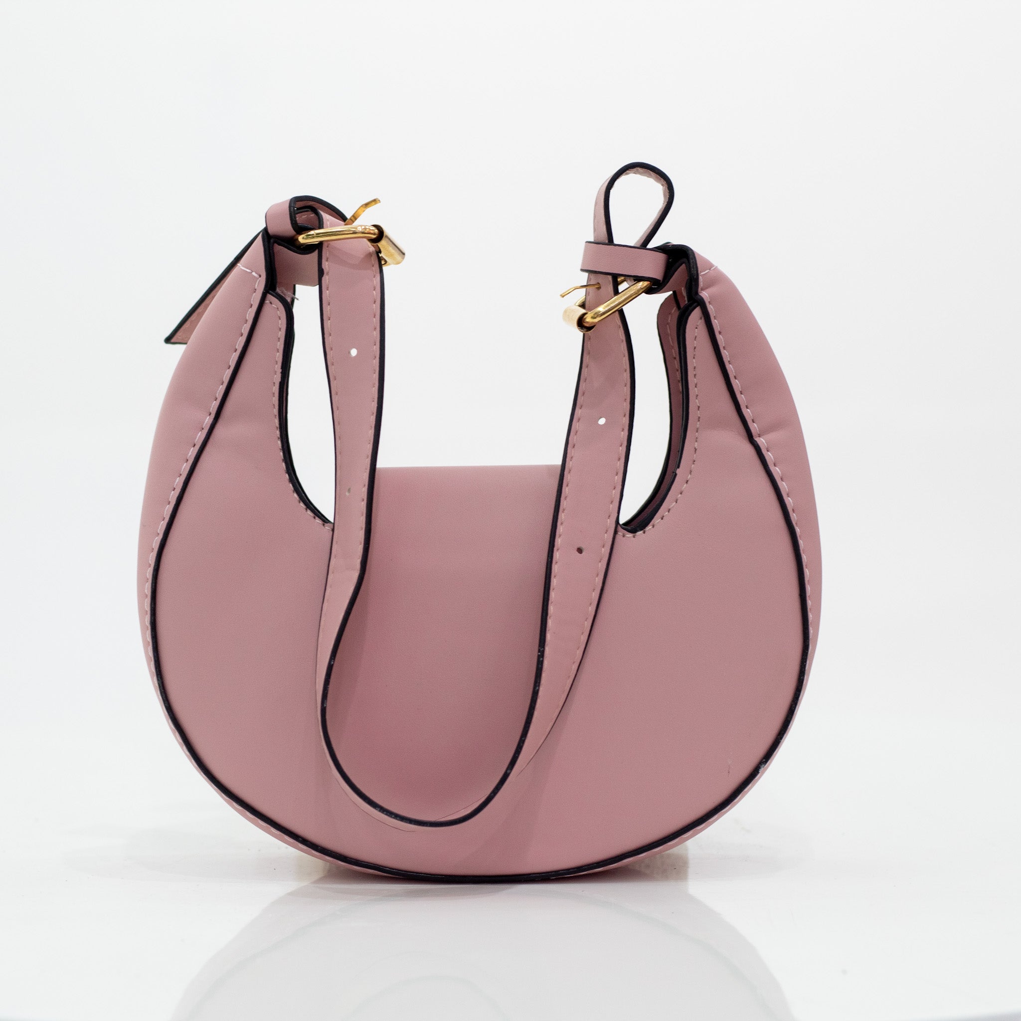 Pink faux leather rigid hand bag kalani