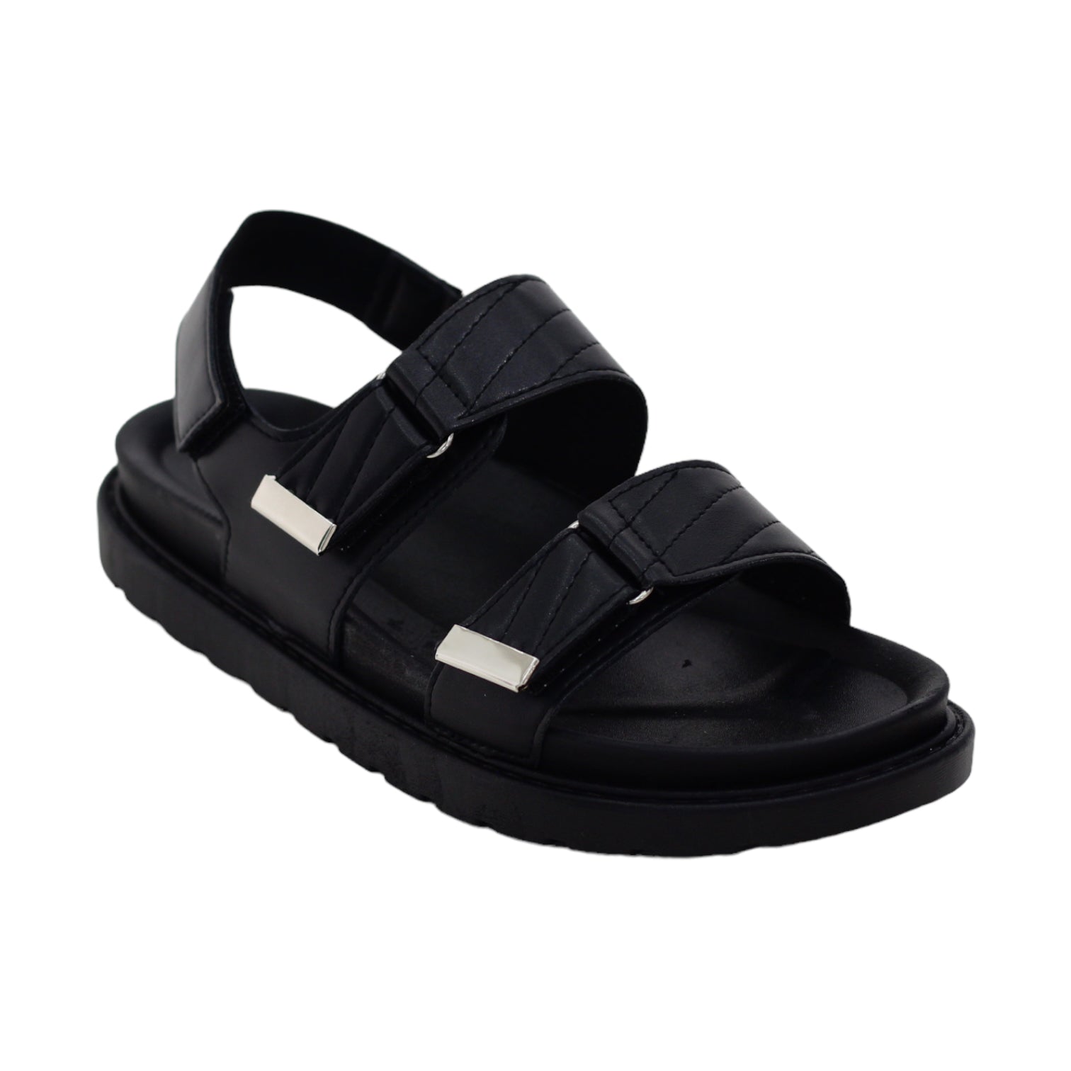 Black  double monk strap bands flat sandals mali