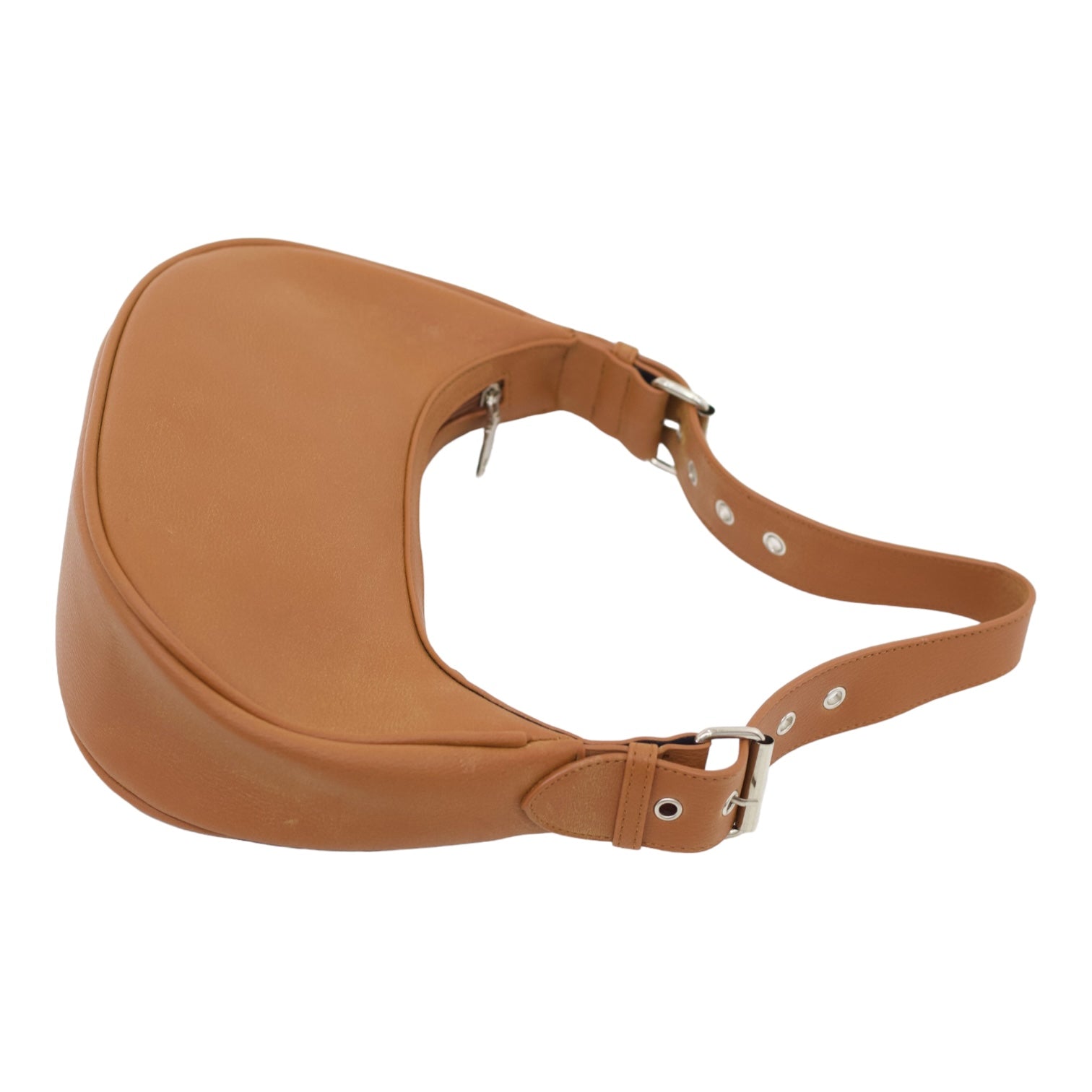 Brown faux leather rigid shoulder bag zek