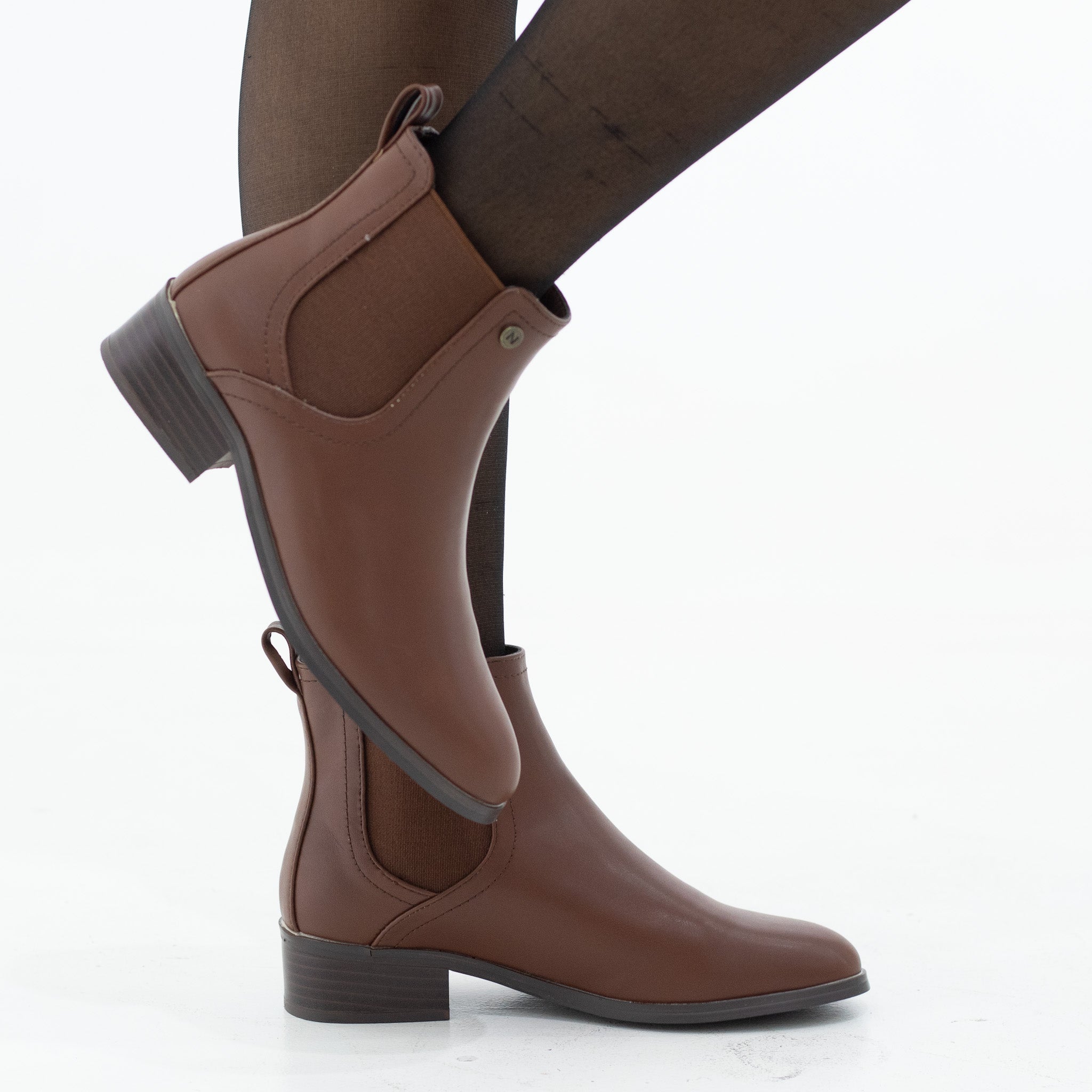 Hudson 4cm heel chelsea pu ankle boot brown