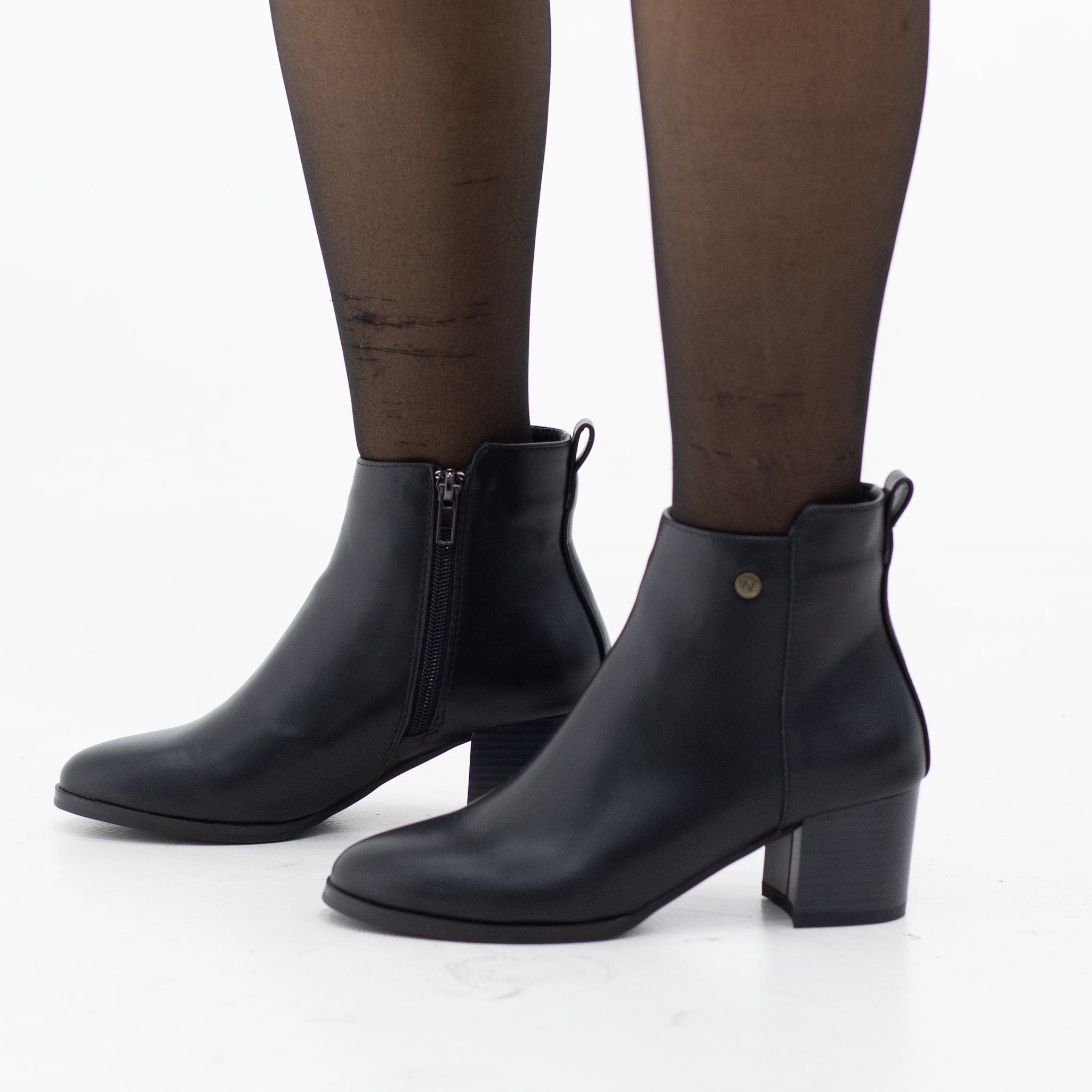 Black chelsea pu ankle boot on 5.5cm heel jenner