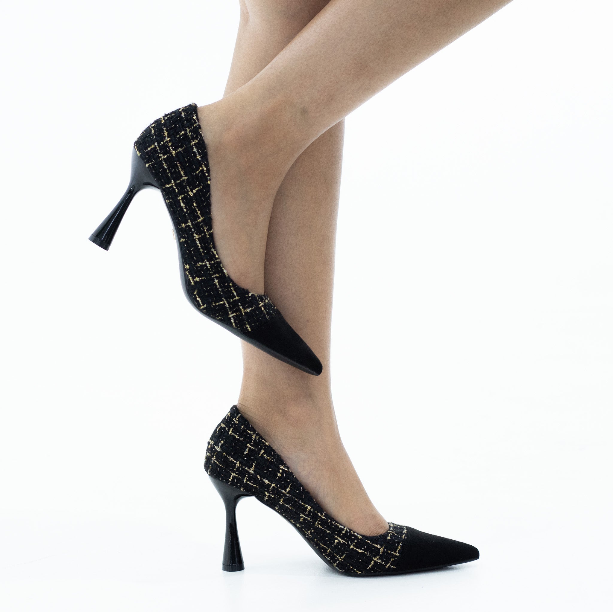 Rilla knitted jersey court on a 9cm heel black